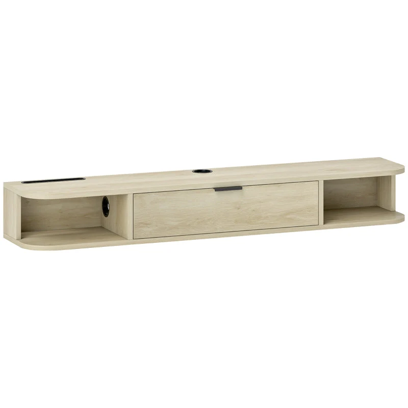 120 cm Floating TV Unit for TVs up to 50 Inch Engineered Wood Natural Wood - Image 2