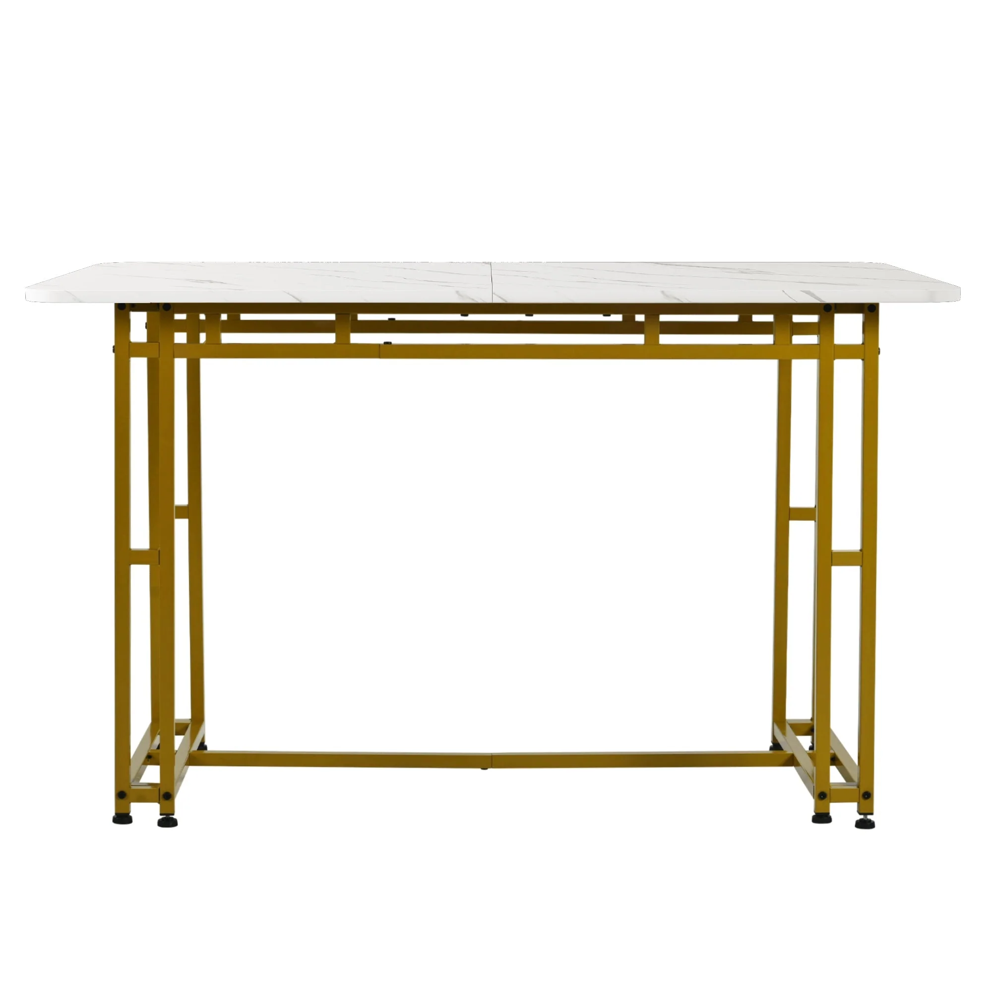 120x70cm Dining Table Set 4 Chairs Modern Kitchen Dark Grey Linen Golden Iron - Image 6