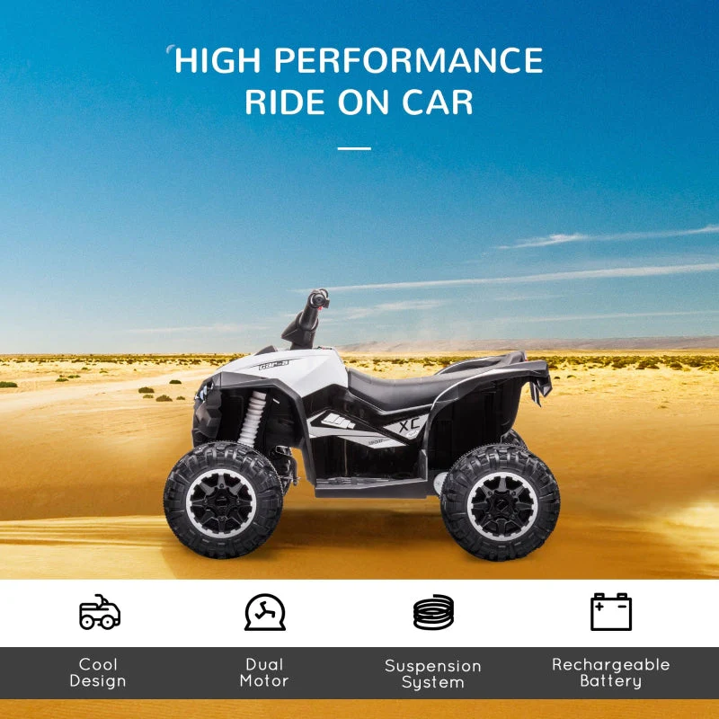 12V Ride-On Quad Bike with Music, Horn, White - Image 4