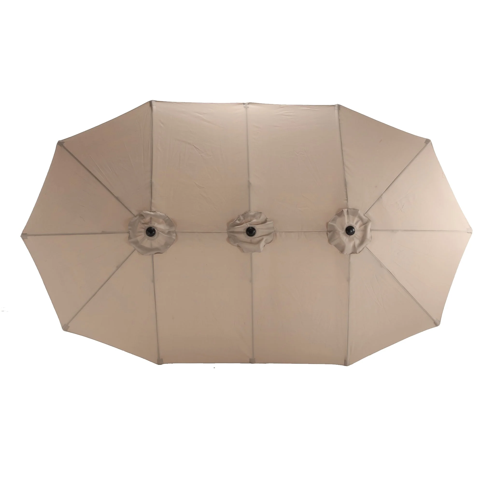14.8 Ft Double Sided Outdoor Umbrella Rectangular Large with Crank, Khaki - Image 5
