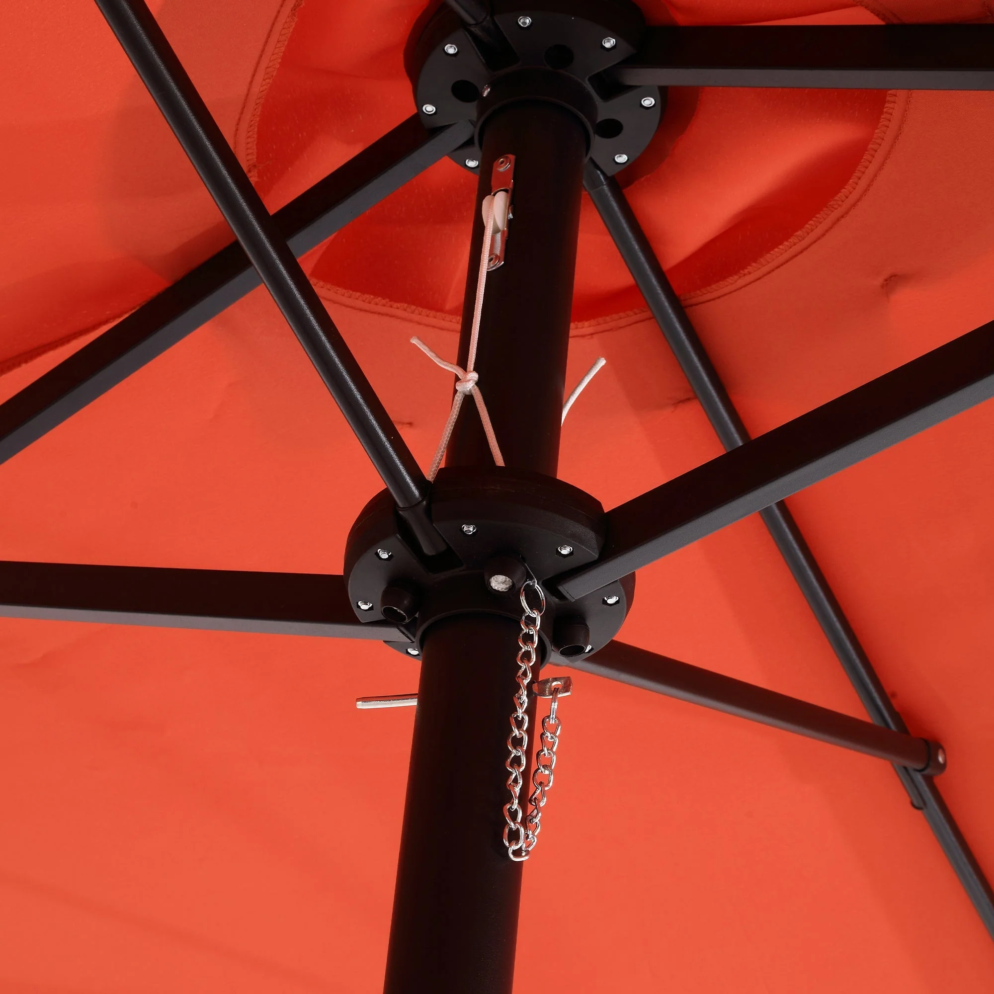 14.8 Ft Double Sided Outdoor Umbrella, Rectangular Large with Crank, Orange - Image 5