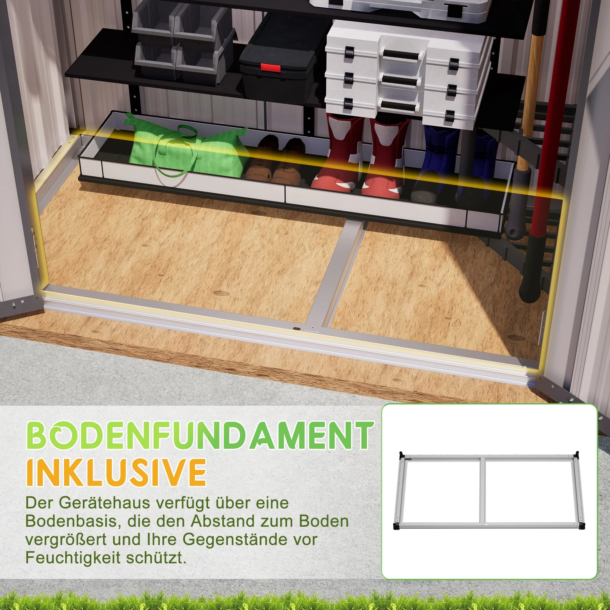 154x83x180cm Metal Garden Shed, Ventilated & Lockable, Grey - Image 6