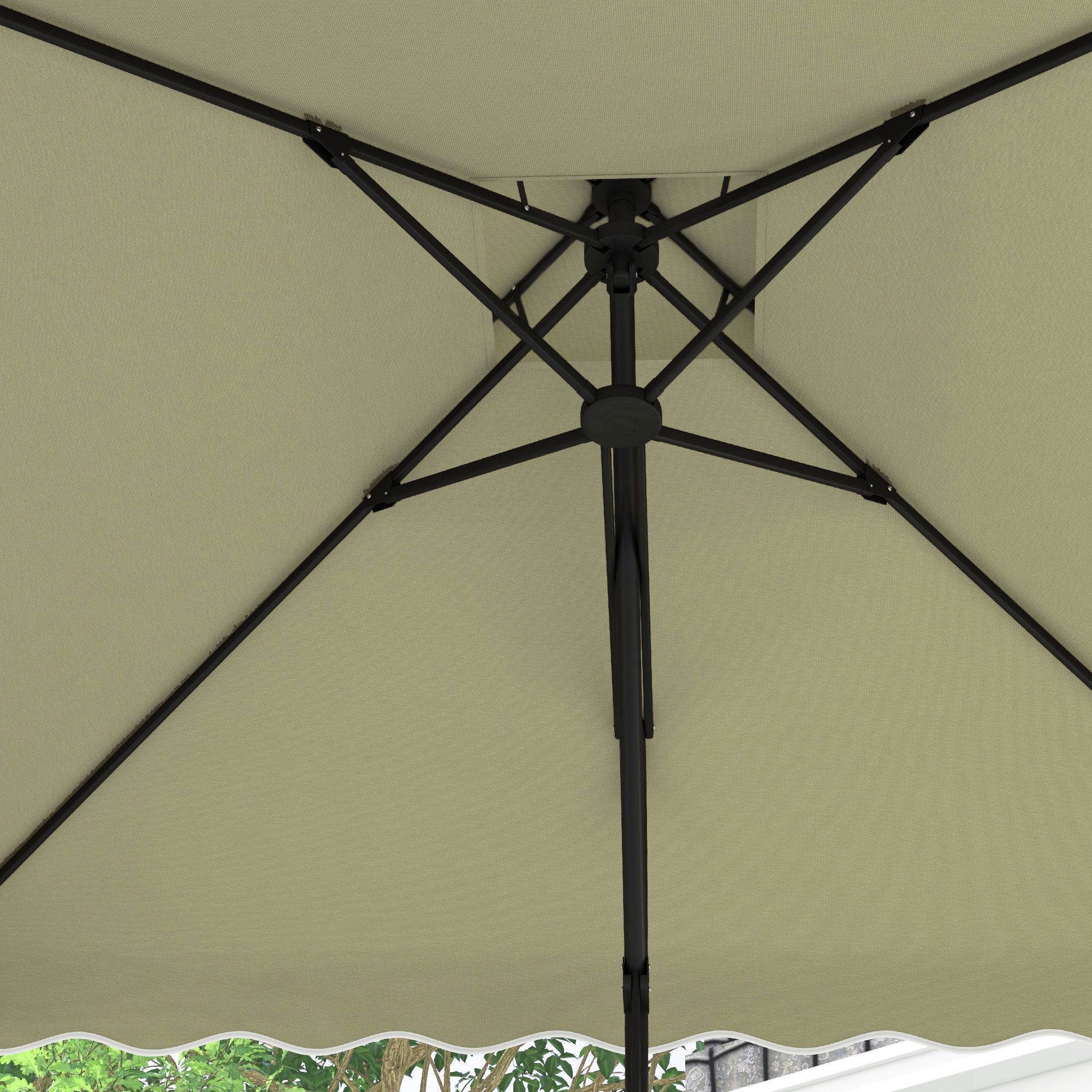2.5m Square Double Top Cantilever Parasol with Ruffles, Beige - Image 7