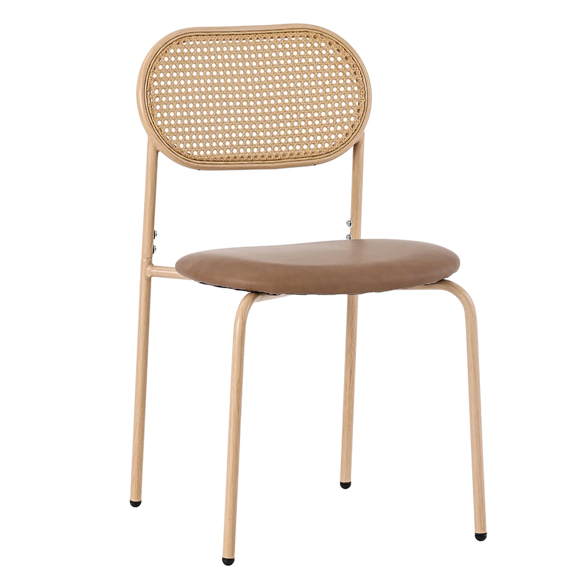 2 Dining Chairs Rattan Leisure Metal Legs - Brown - Image 9