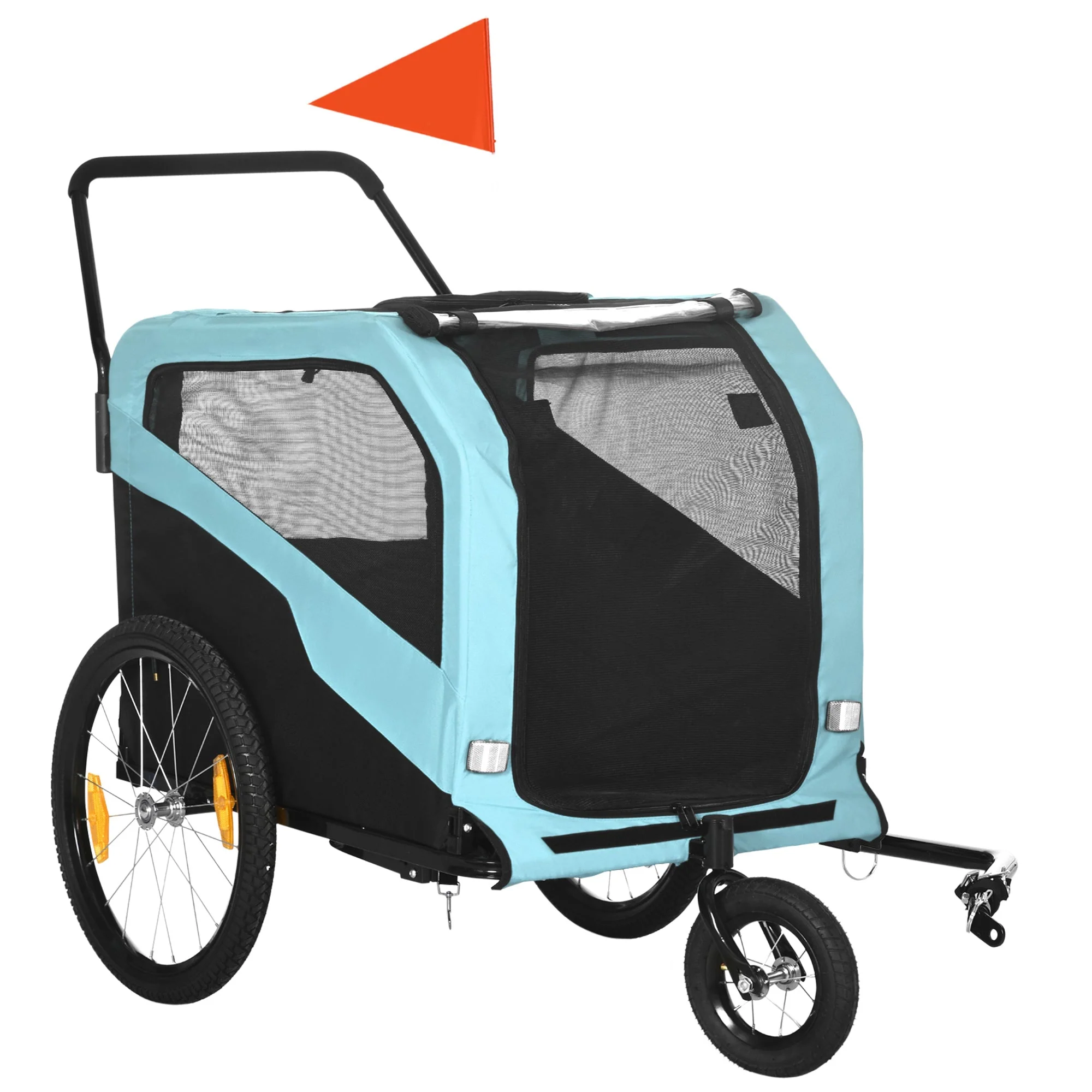 2-in-1 Dog Trailer & Stroller, Bicycle Attachment, max. 30 kg, Oxford Fabric, Blue - Image 2