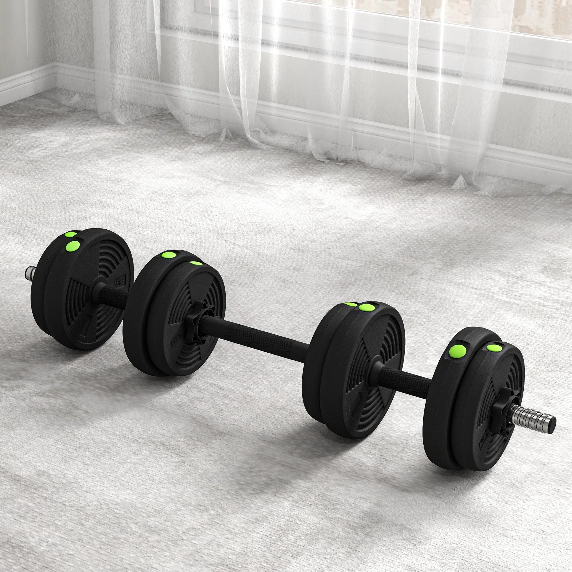2-in-1 Dumbbell Set, 15 kg Adjustable with 8 Weight Plates, Plastic - Image 8