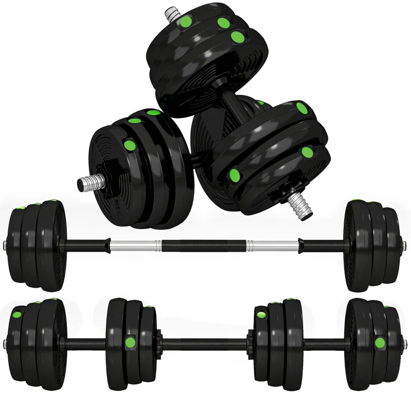 2-in-1 Dumbbell Set 25 kg Barbell & Dumbbell - Black/Green - Image 8