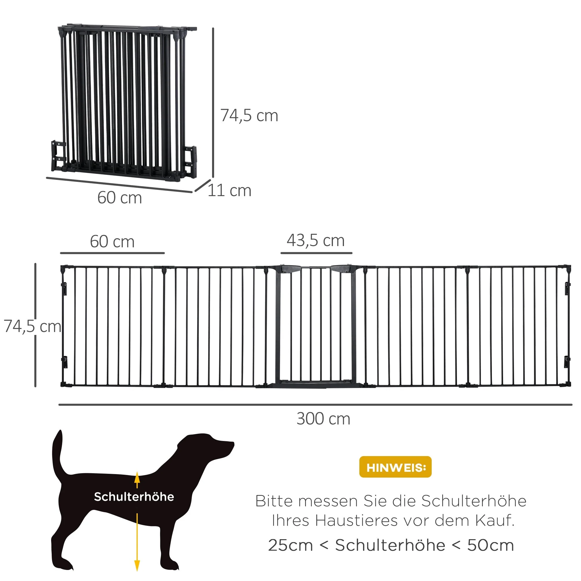 2-in-1 Puppy Playpen, Foldable Barrier with Door, Metal, Black - Image 3