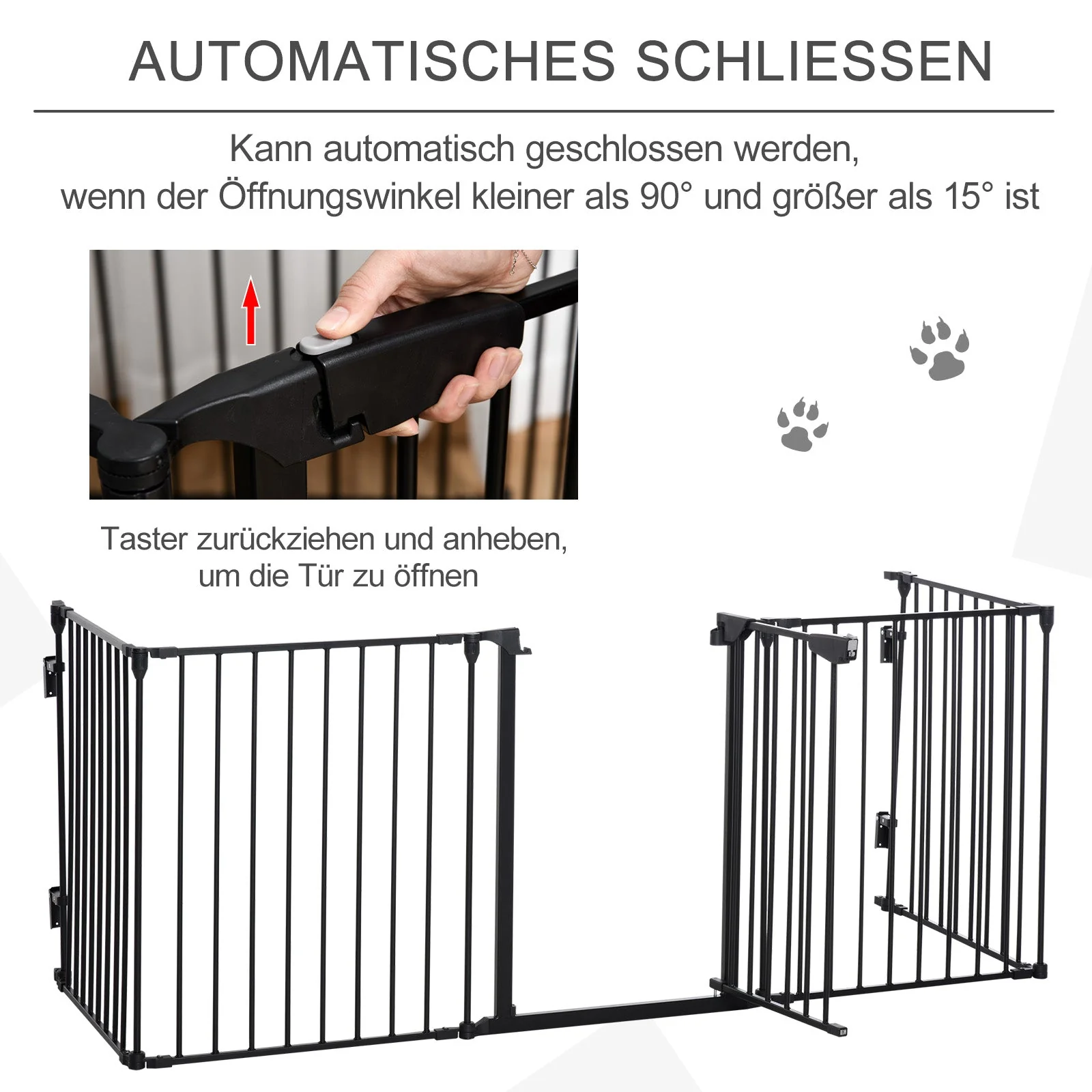 2-in-1 Puppy Playpen, Foldable Barrier with Door, Metal, Black - Image 6