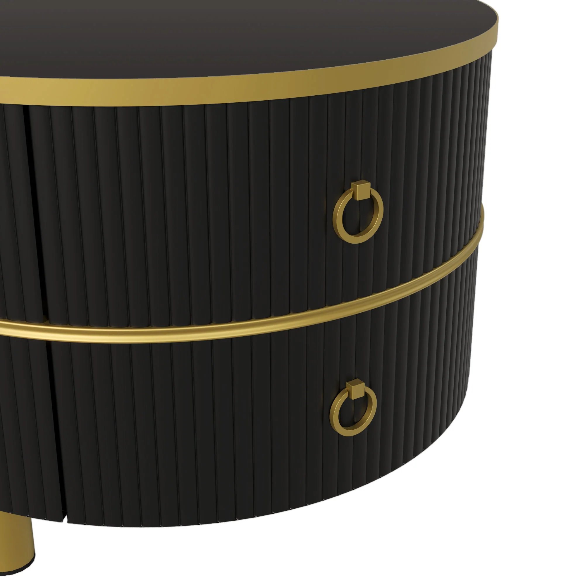 2-in-1 Round Coffee Table Set with Side Table, 2 Drawers, White and Black - Image 8