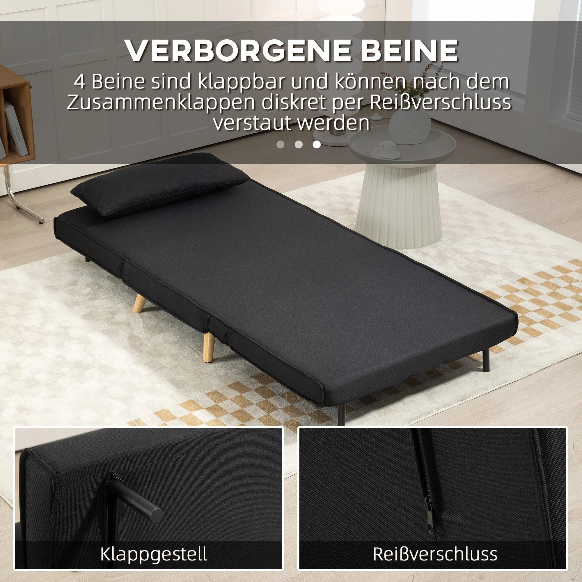 2-in-1 Sleeper Chair Sofa Bed Adjustable Backrest Linen Look - Image 6