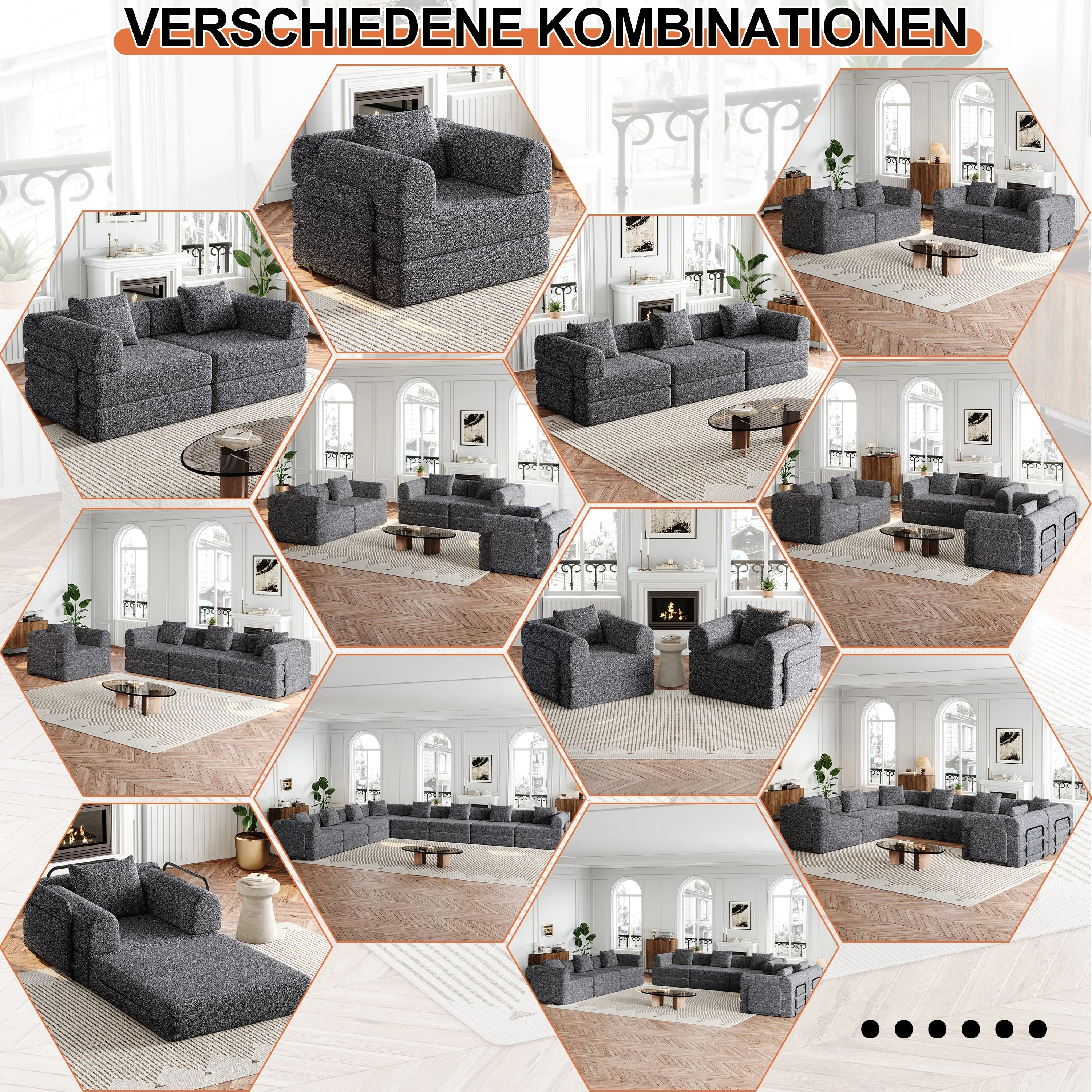 2-in-1 Sleeper Sofa with Storage Armrest and Multiple Configurations, Chenille - Image 9