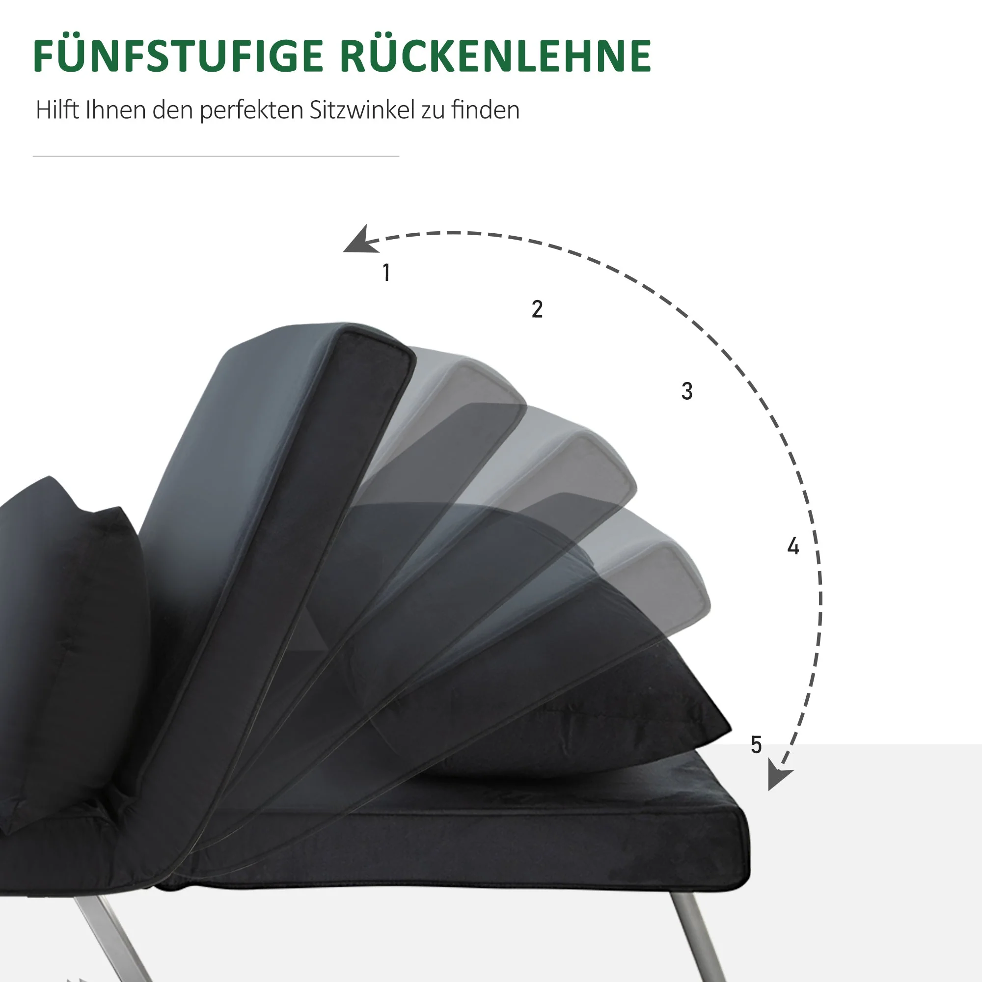 2-in-1 Sofa Bed Adjustable Backrest Removable Cover Polyester Black - Image 4