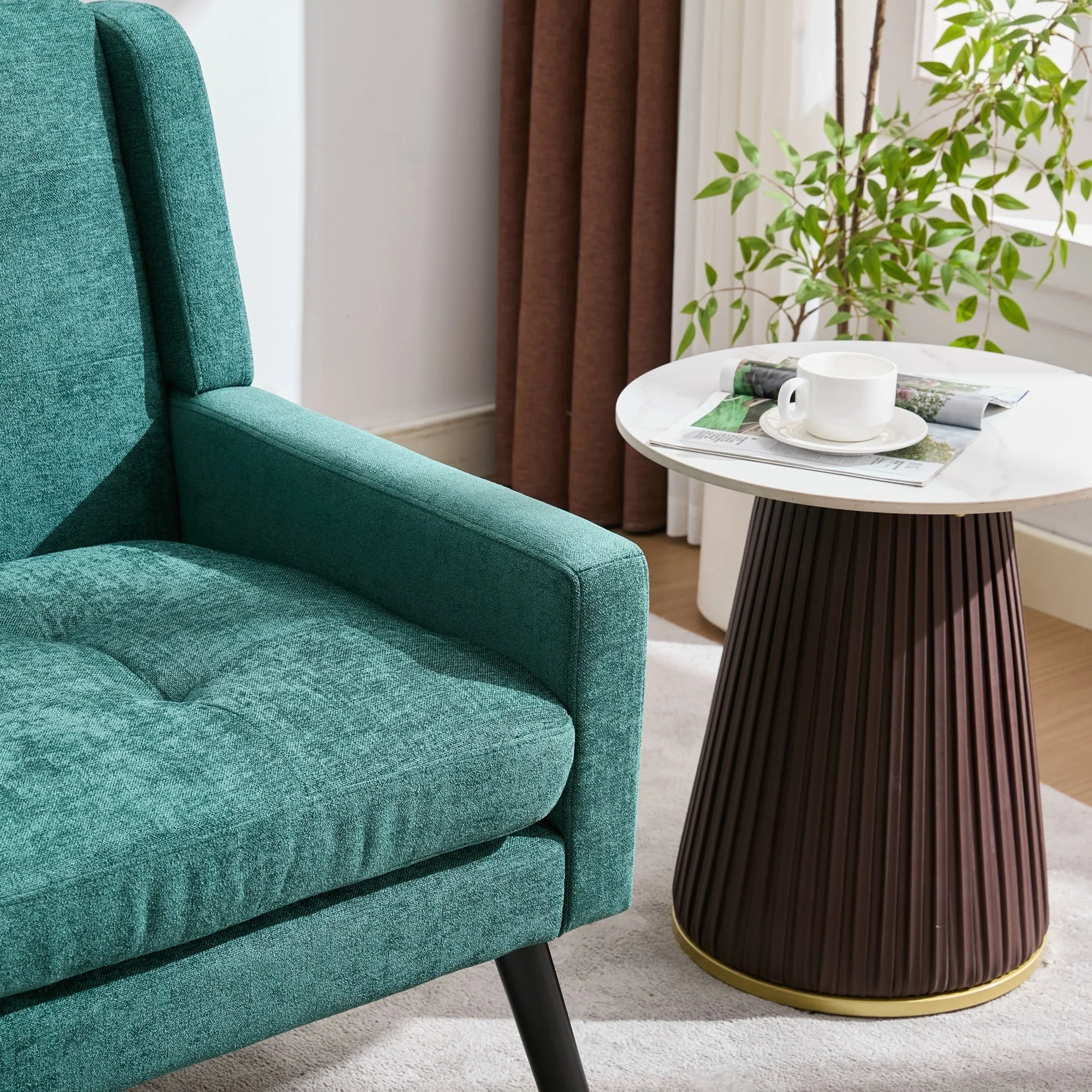 2-Piece Accent Armchair Set with High-Density Foam and Solid Wood Legs, Durable Fabric - Image 7