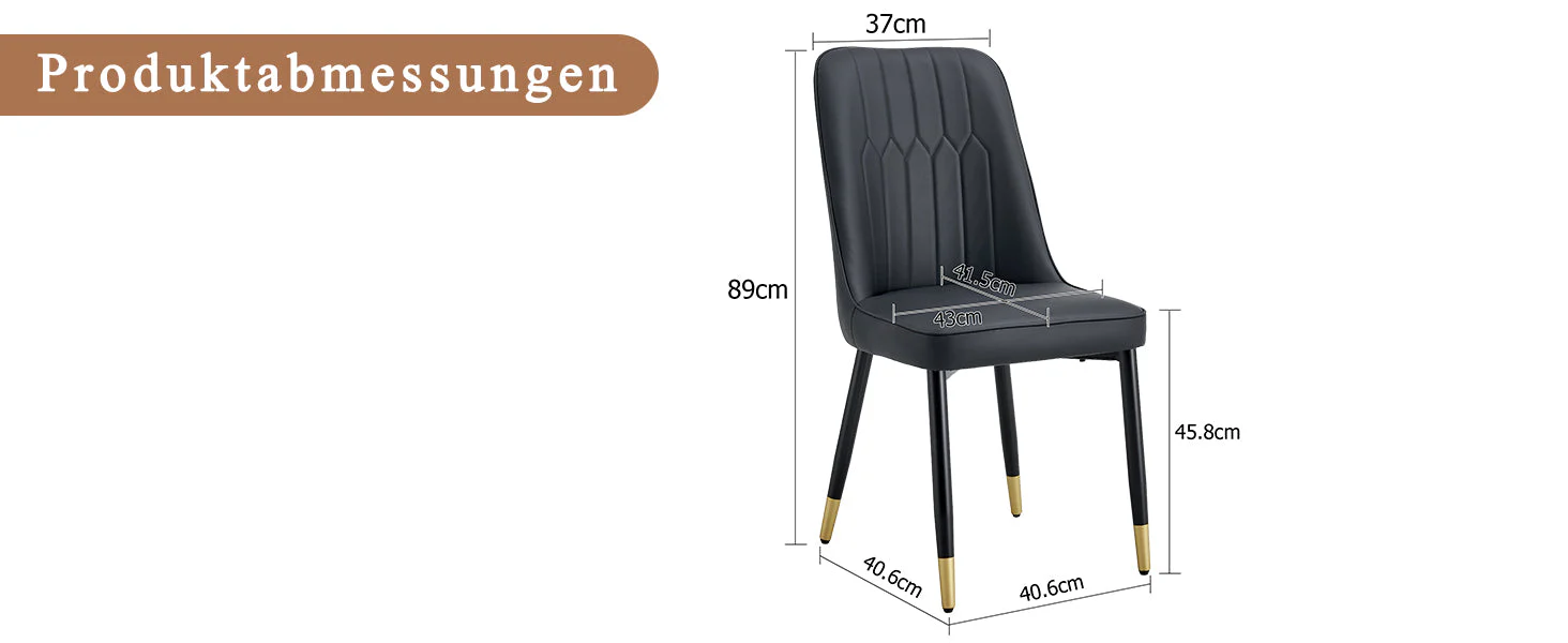 2-Piece Dining Chair Modern PU Leather Back Cushion Metal Legs Black - Image 8