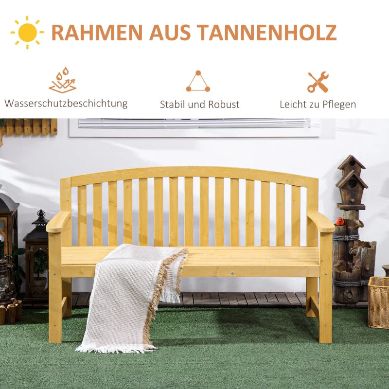 2-Seater Garden Bench Weatherproof Wood Backrest - Orange - Image 5