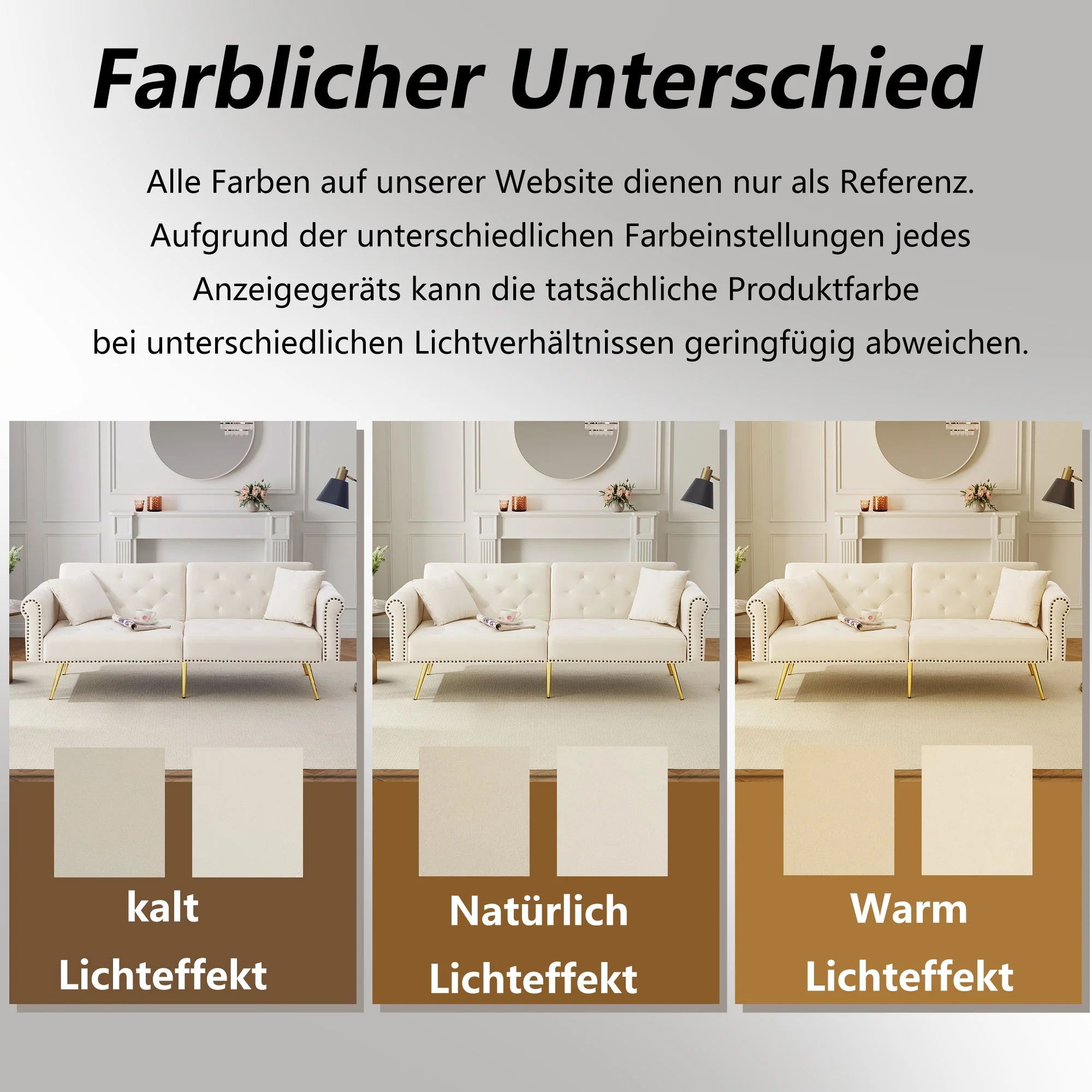2-Seater Sofa Bed 3-Position Adjustable Back Gold Legs - Velvet - Image 8