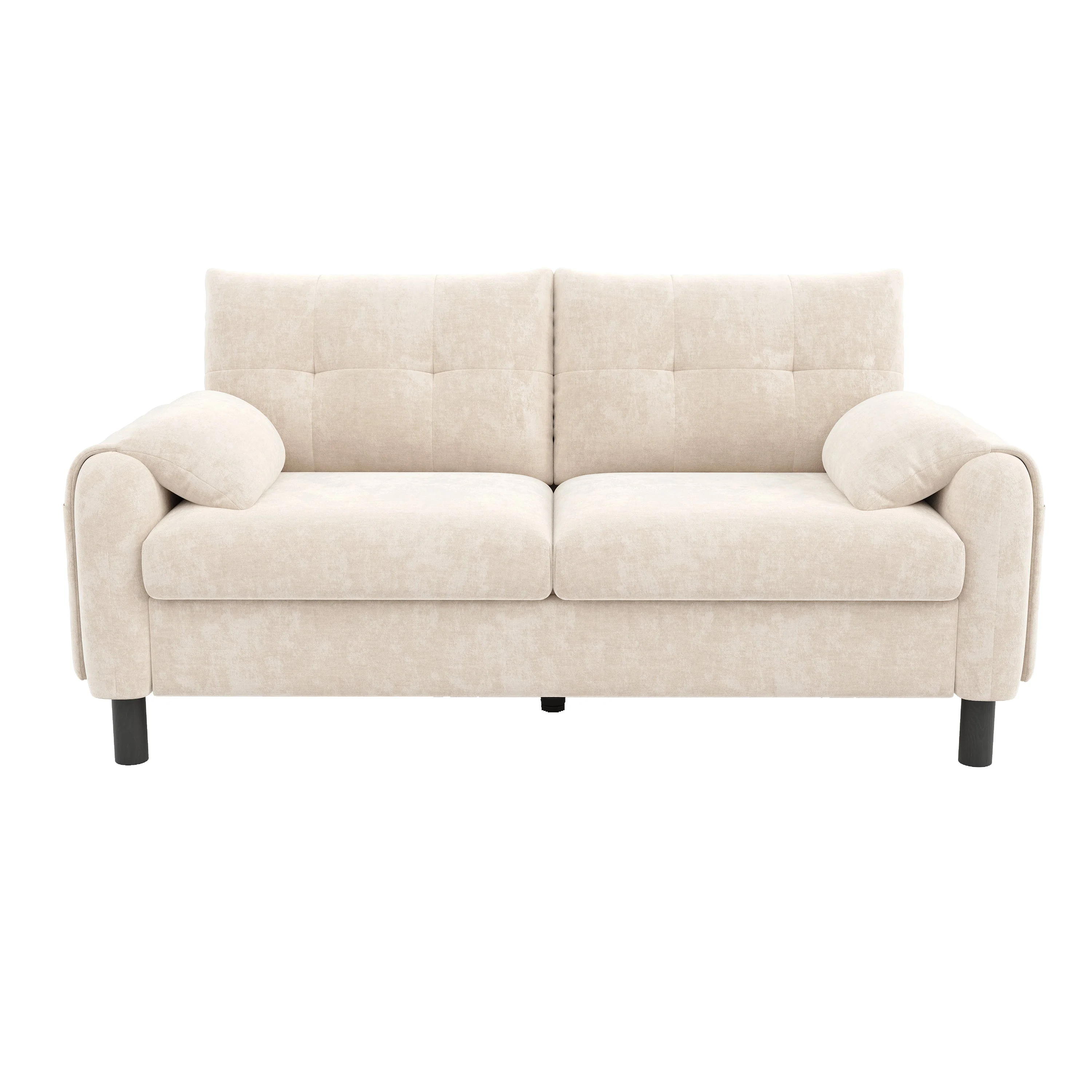 2-Seater Sofa, Comfortable Chenille Upholstered, Beige - Image 10