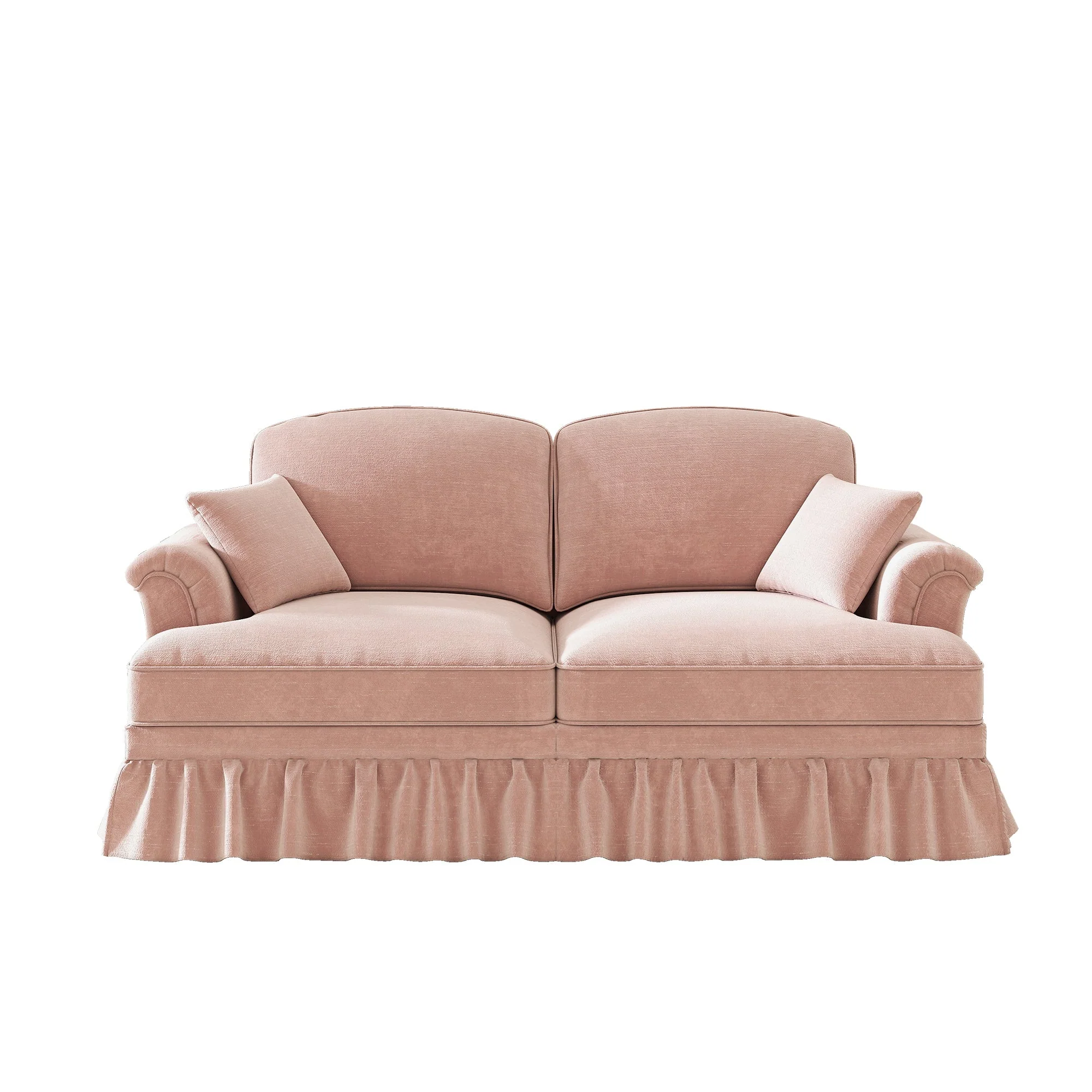 2-Seater Sofa Elegant Mid-Century Flared Armrests - Chenille Pink - Image 10