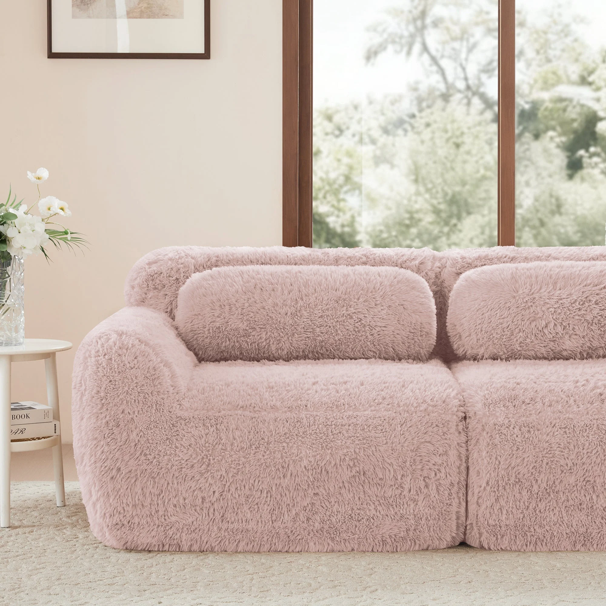 2-Seater Sofa Modular Frameless with Cushions - Plush Fabric - Image 10