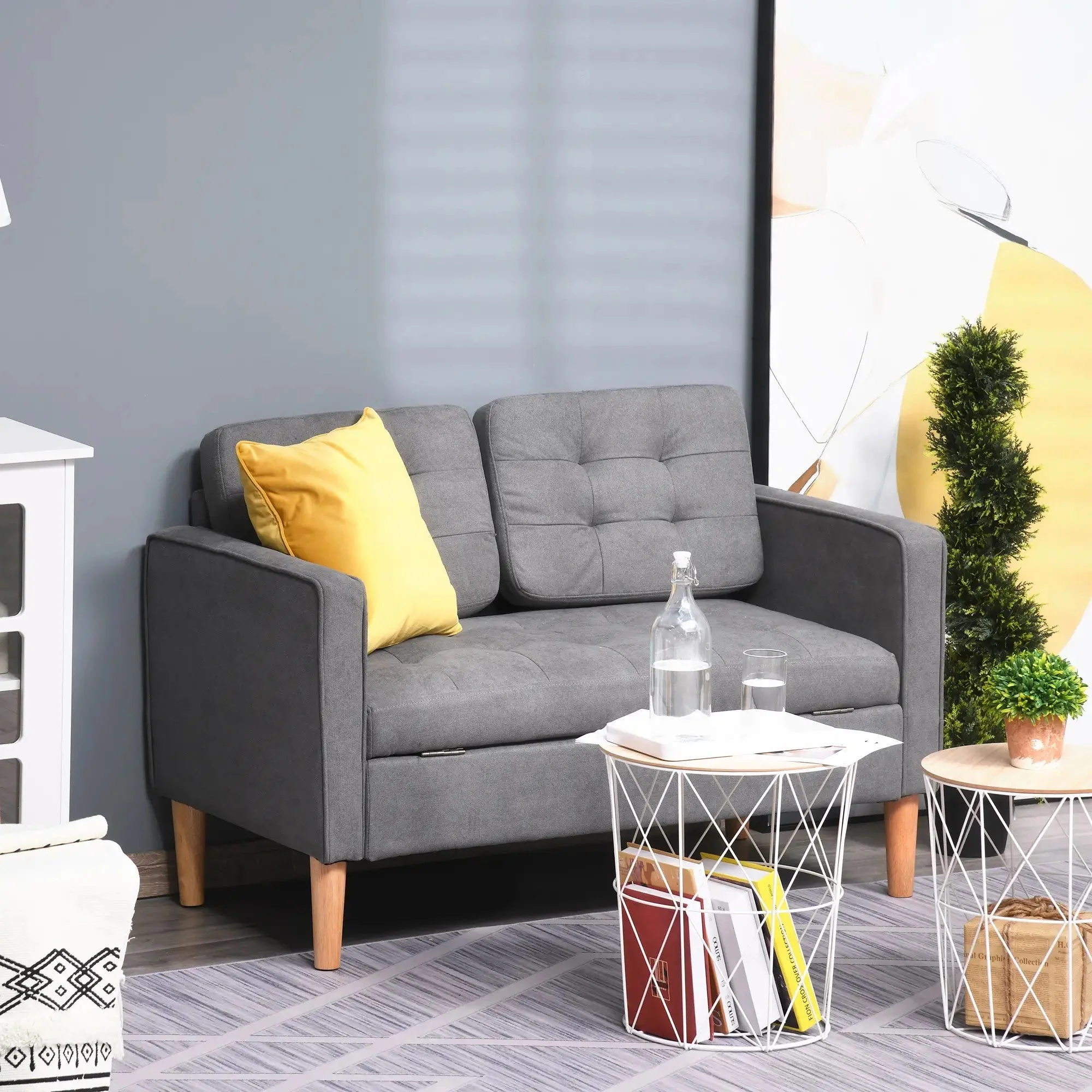 2-Seater Sofa, Removable Cushions, Fabric, Grey - Image 2