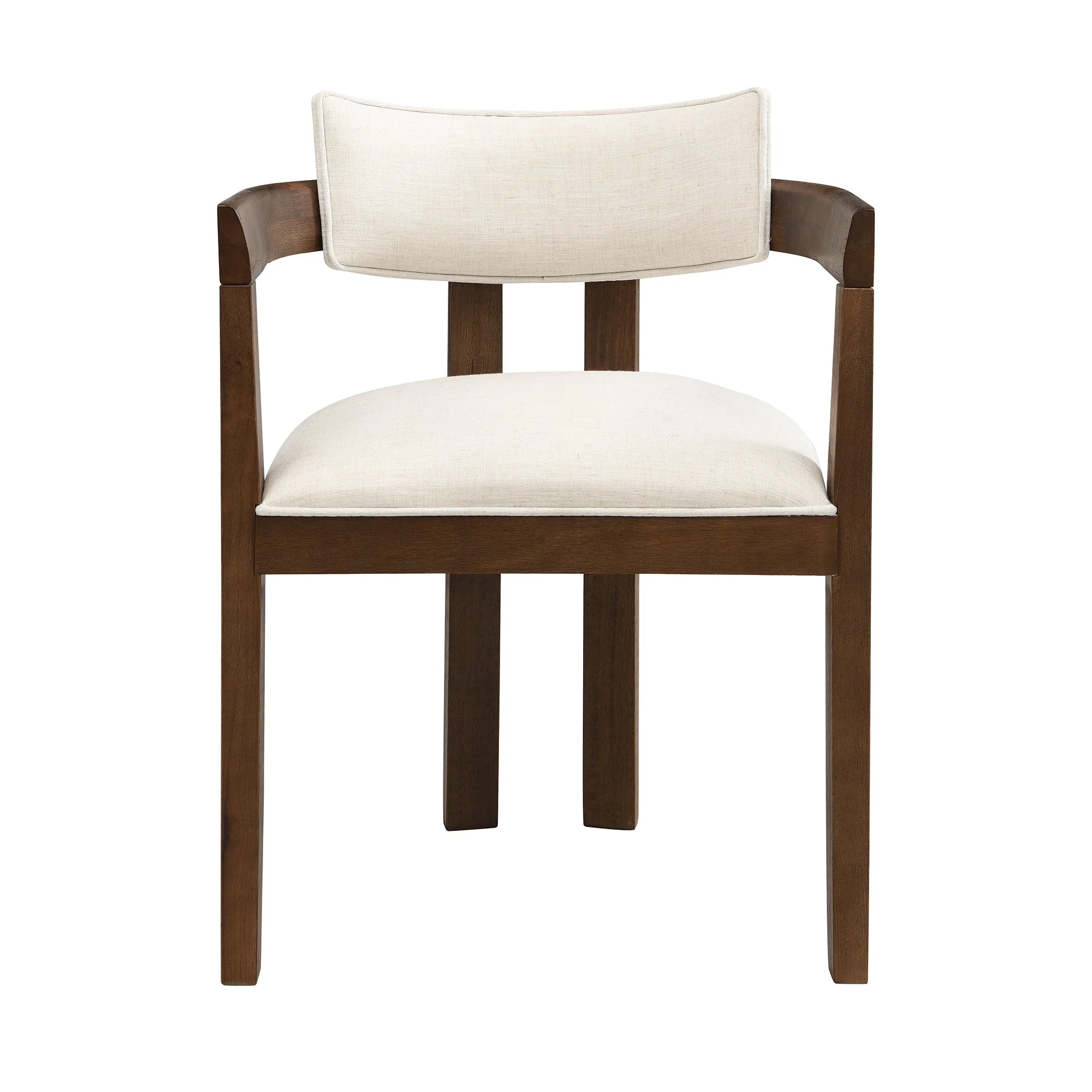 2 Solid Wood Dining Chairs Comfortable Modern Style Linen Fabric Walnut Color - Image 10