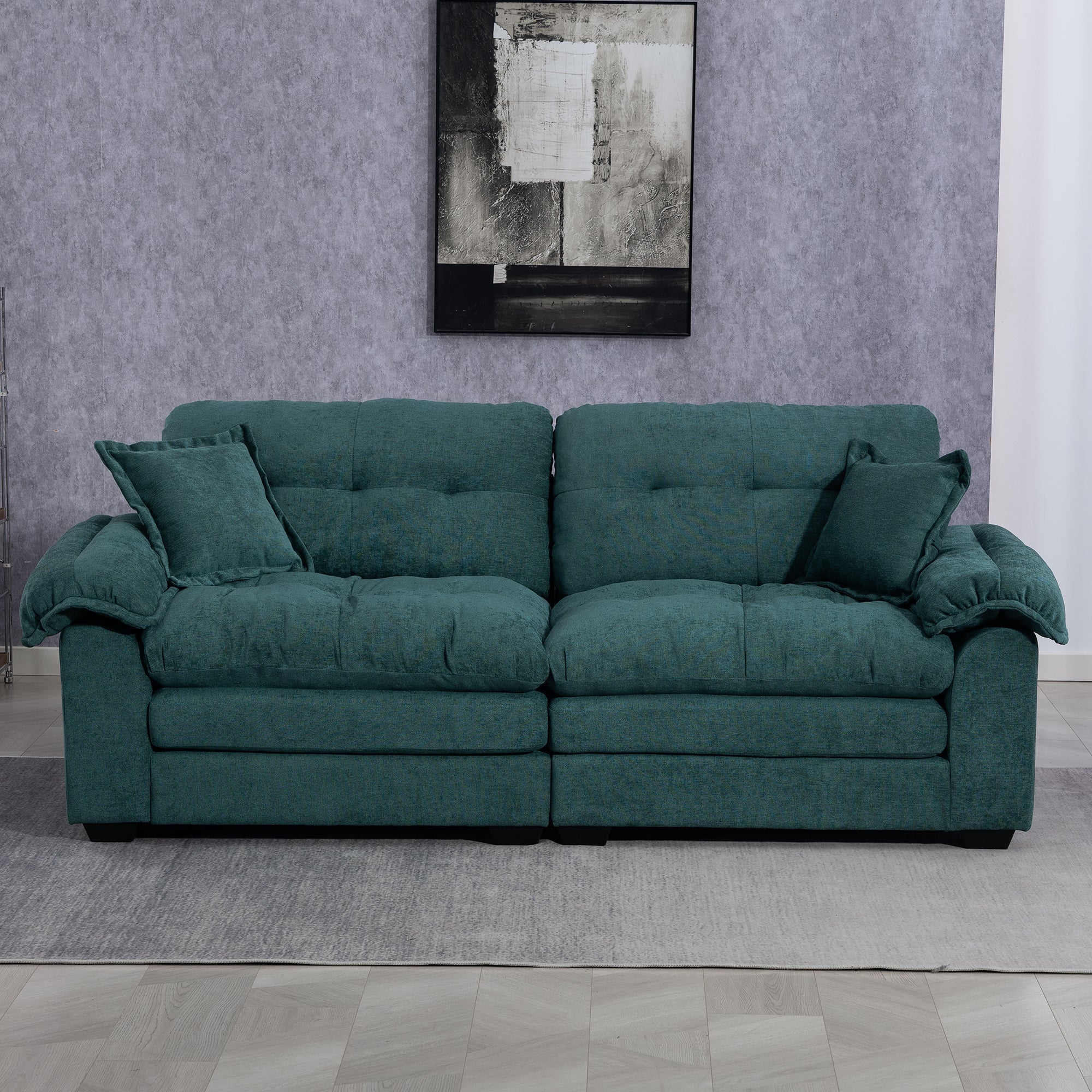 213 cm Deep Two-Seater Sofa with Memory Foam and Pocket Springs, Chenille - Image 2