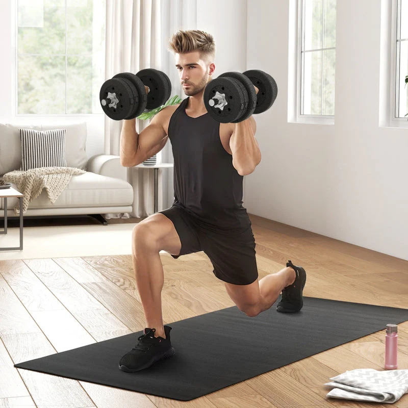 25kg Dumbbell Set with Weight Plates for Home and Gym, Steel and Faux Leather, Black