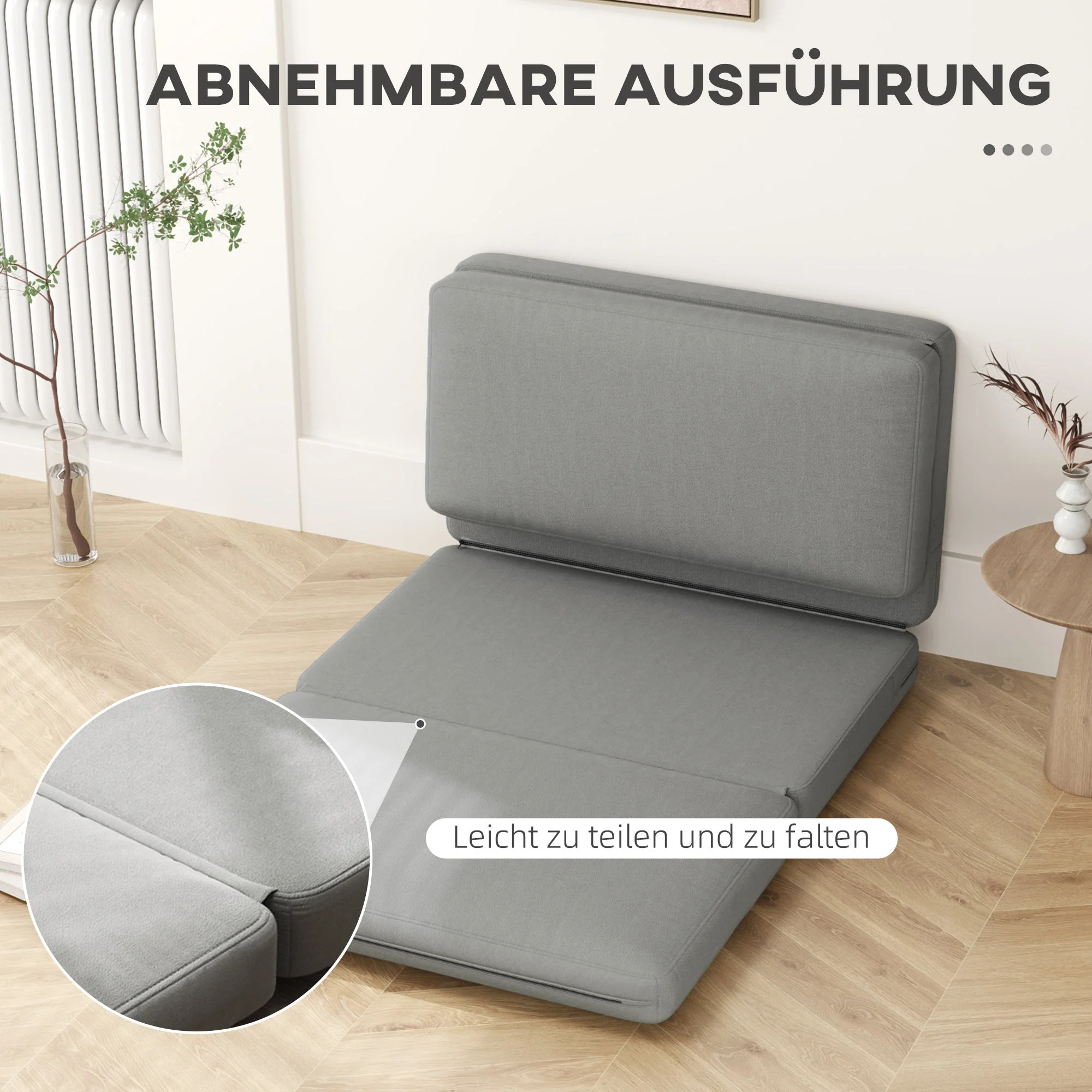 3-in-1 Folding Sofa Bed with Storage, Velvet, Light Gray - Image 7