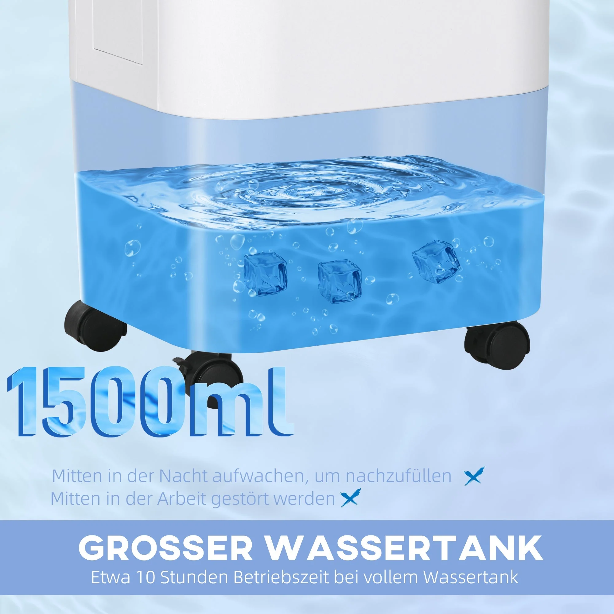 3-in-1 Portable Air Conditioner Humidifier Water Cooling 15L White - Image 8