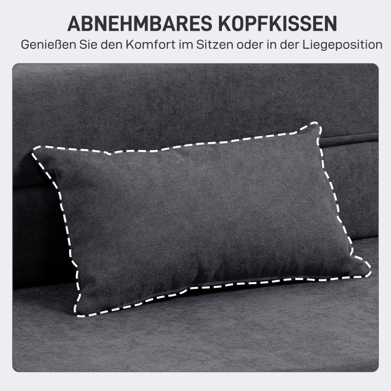 3-in-1 Sleeper Chair Sofa Bed Recliner, Dark Grey Flannel - Image 7