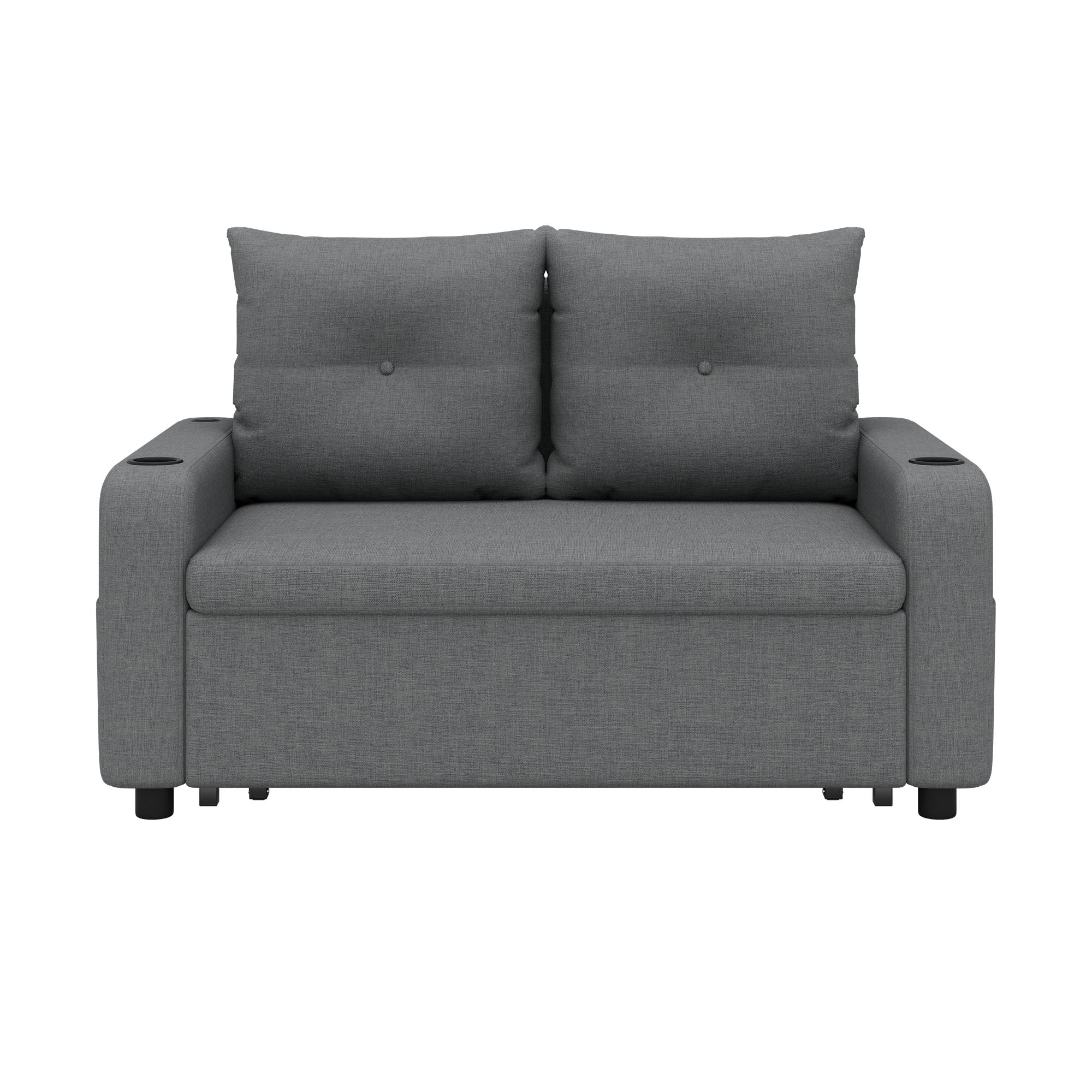 3-in-1 Sleeper Sofa with Pull-Out Bed, Cup Holder, USB Port and Side Pockets, Grey - Image 10