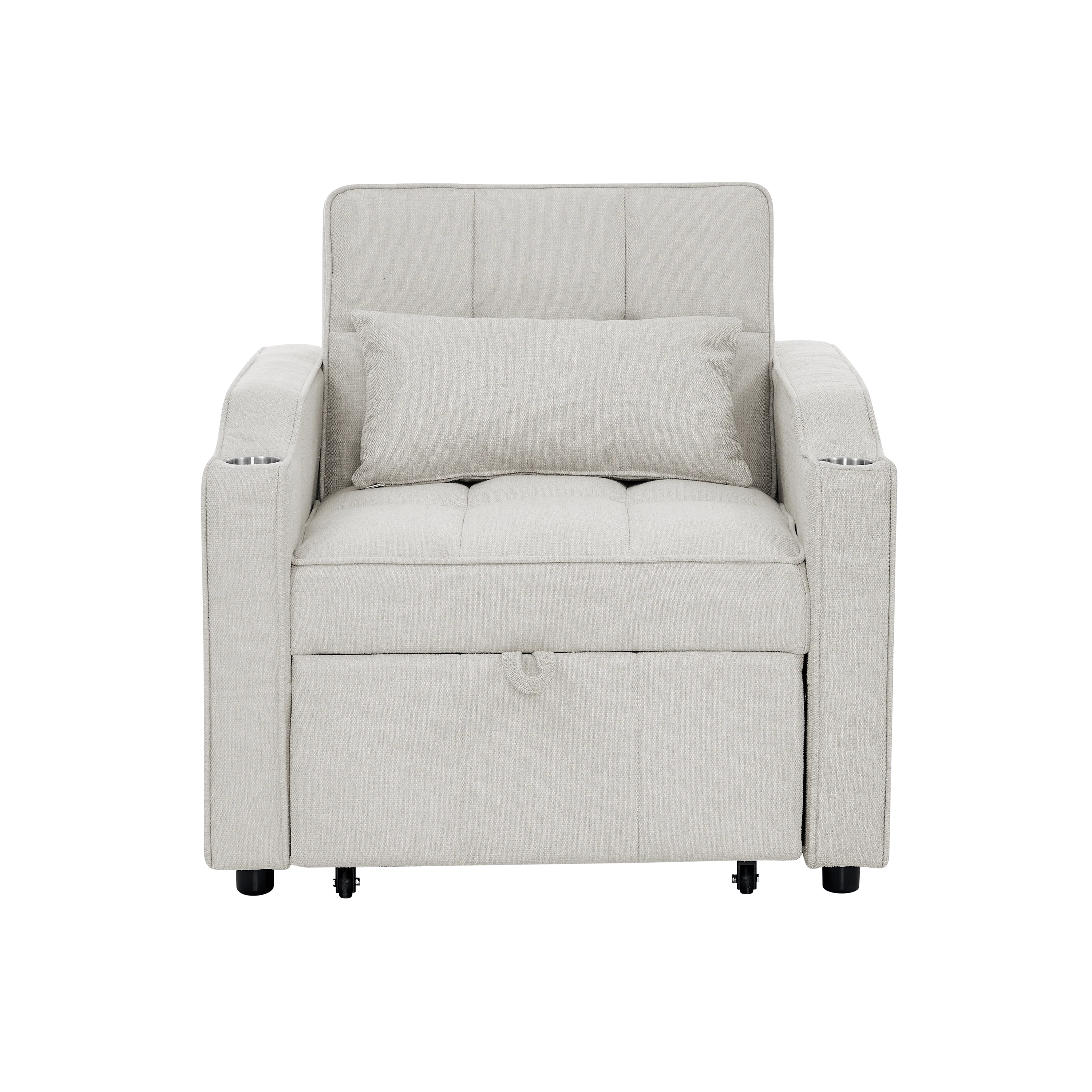3-in-1 Sofa Bed Slide-to-Transform USB Charging - Beige - Image 9