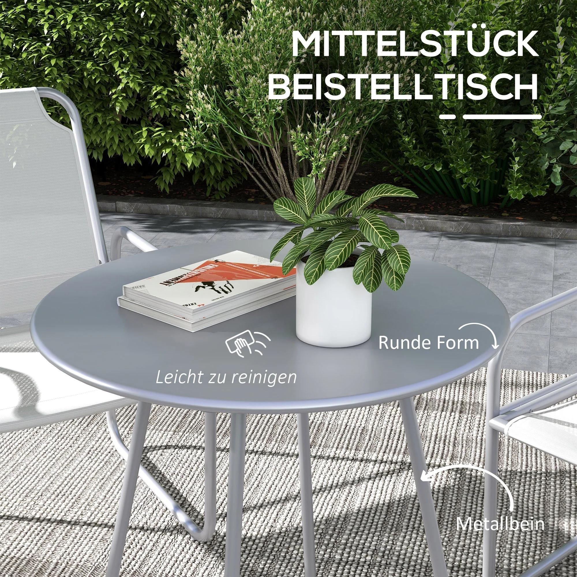 3-piece Bistro Set, Balcony Furniture, Mesh Light Grey - Image 4