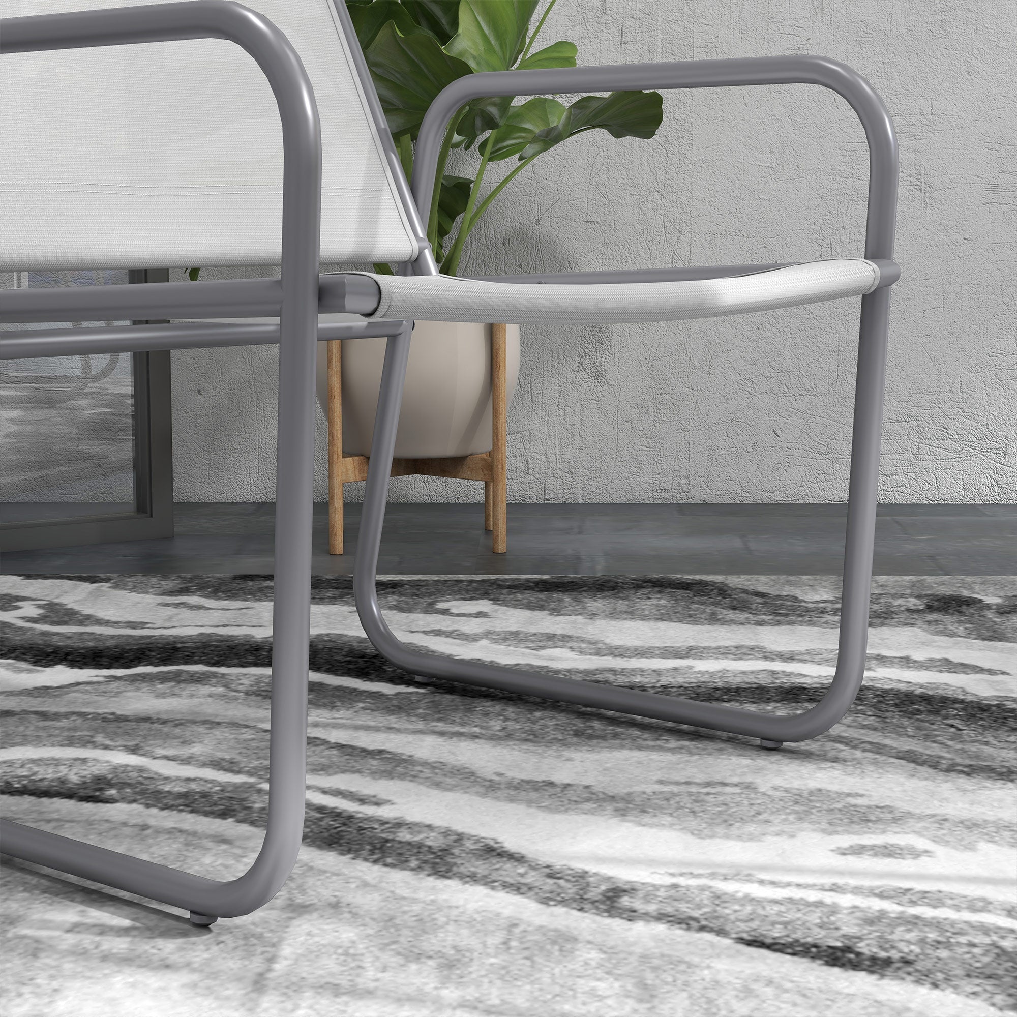 3-piece Bistro Set, Balcony Furniture, Mesh Light Grey - Image 7