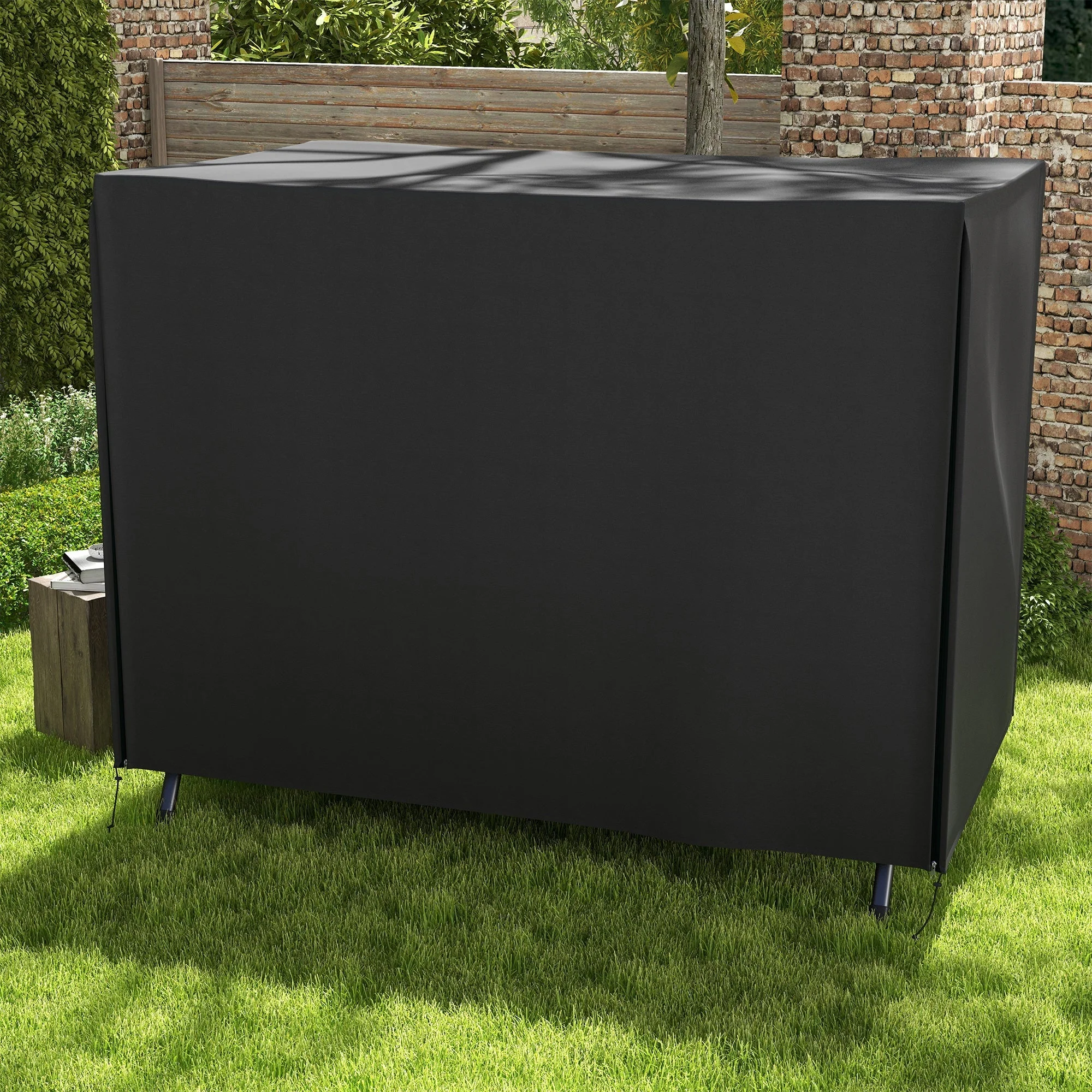3-Seater Swing Cover, Water-Repellent UV-Resistant 600D Oxford Fabric, Black - Image 7