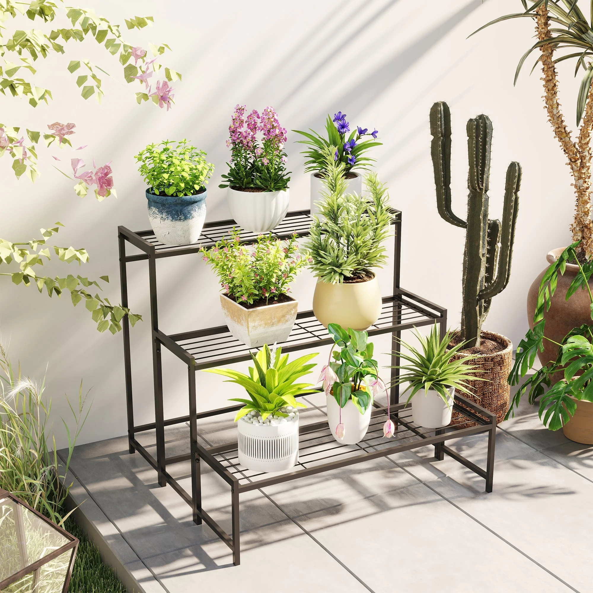3-Tier Plant Stand, Metal, 66cm High, Black - Image 8