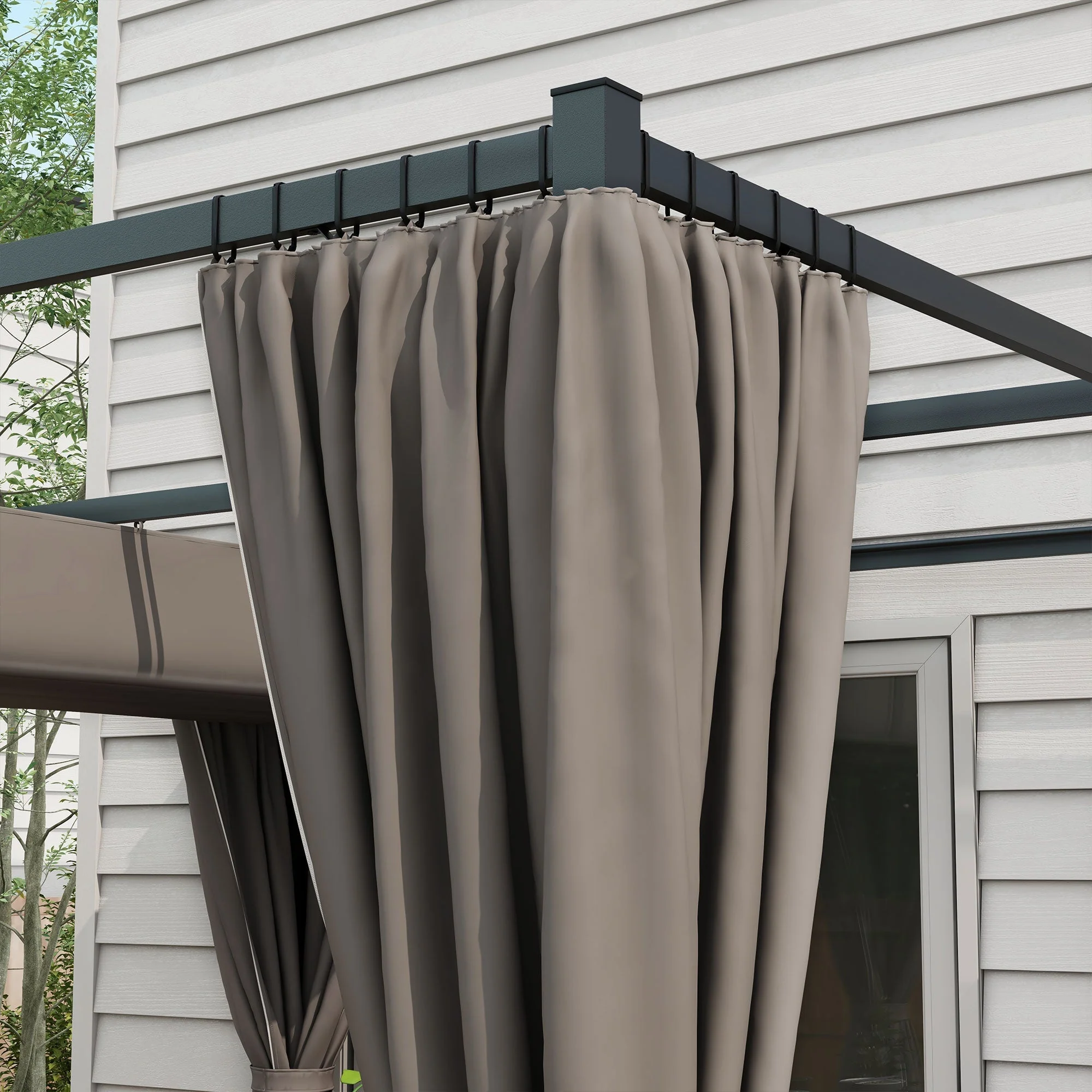 3 x 3m Moving Canopy Pergola with Curtains, Metal Grey - Image 7