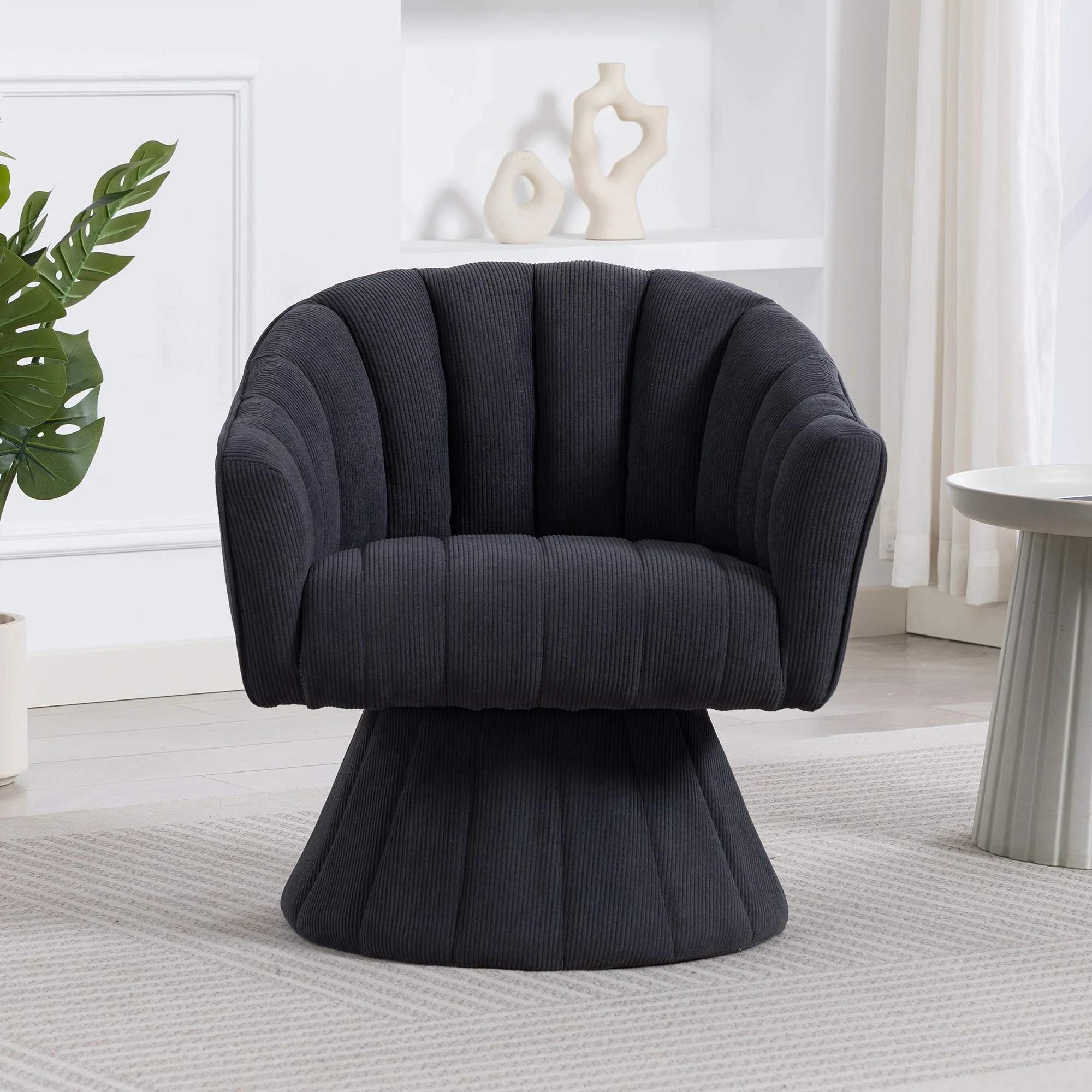 360° Swivel Chair with Ergonomic Cushions and Armrests, Dark Grey - Image 10