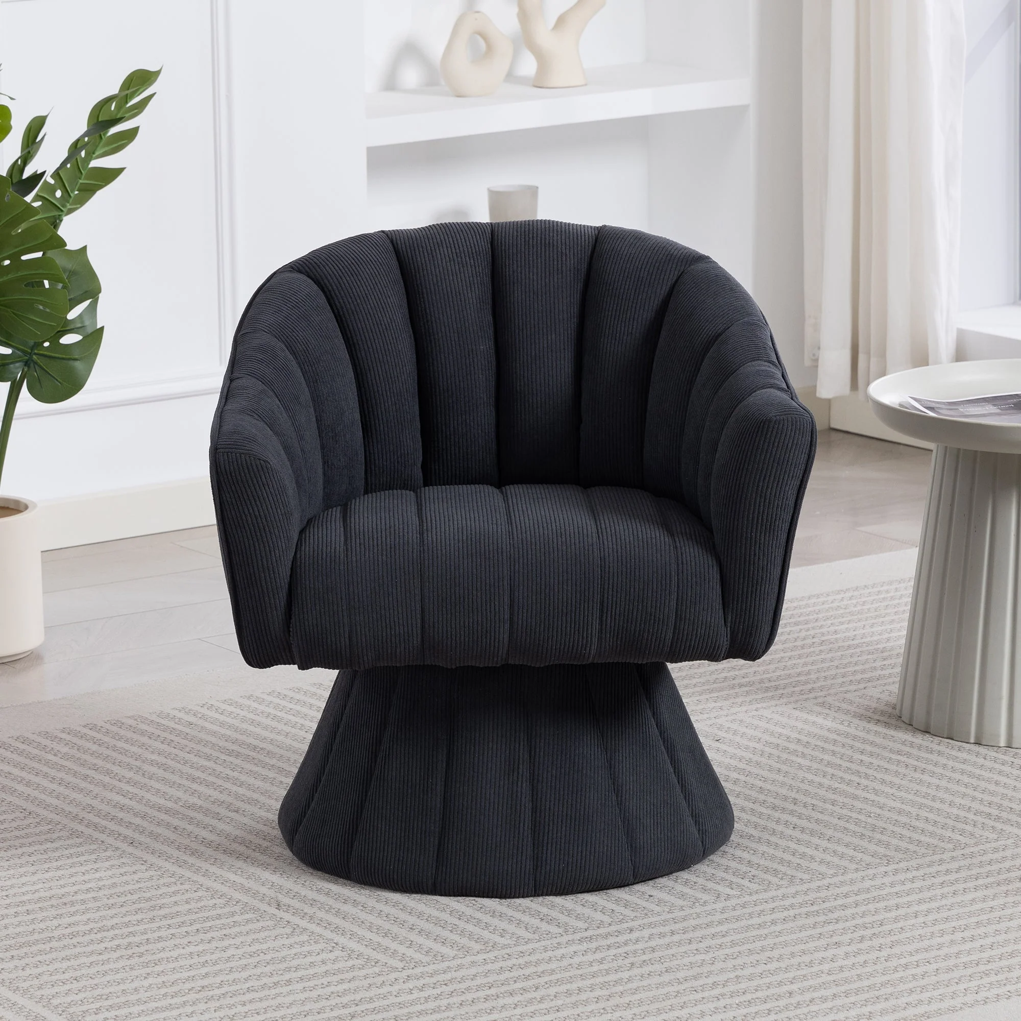 360° Swivel Chair with Ergonomic Cushions and Armrests, Dark Grey - Image 8