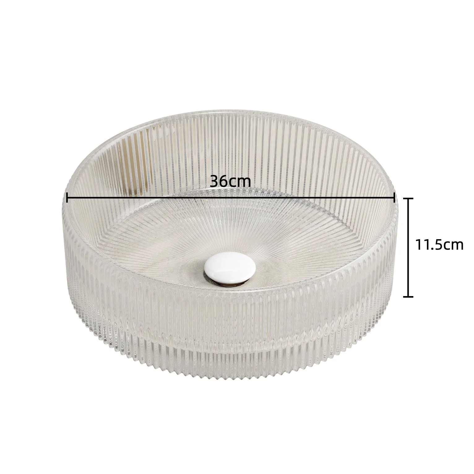 36cm Washbasin, Round Countertop Sink without Tap, Crystal Glass Transparent - Image 6