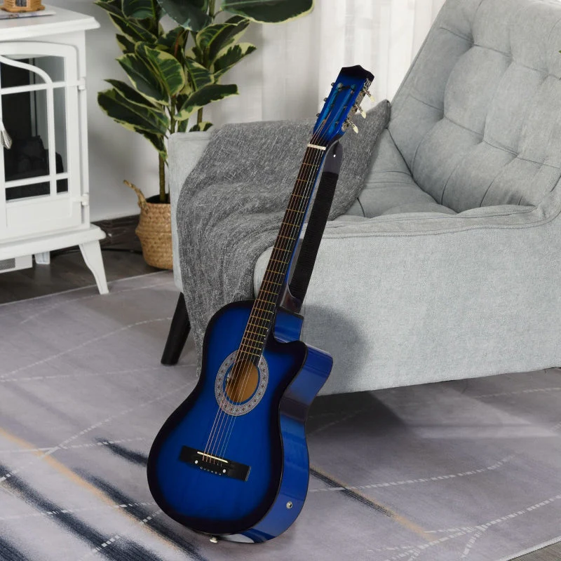38 Inch Full Size Classical Acoustic Electric Guitar with Premium Gloss Finish - Blue - Image 2