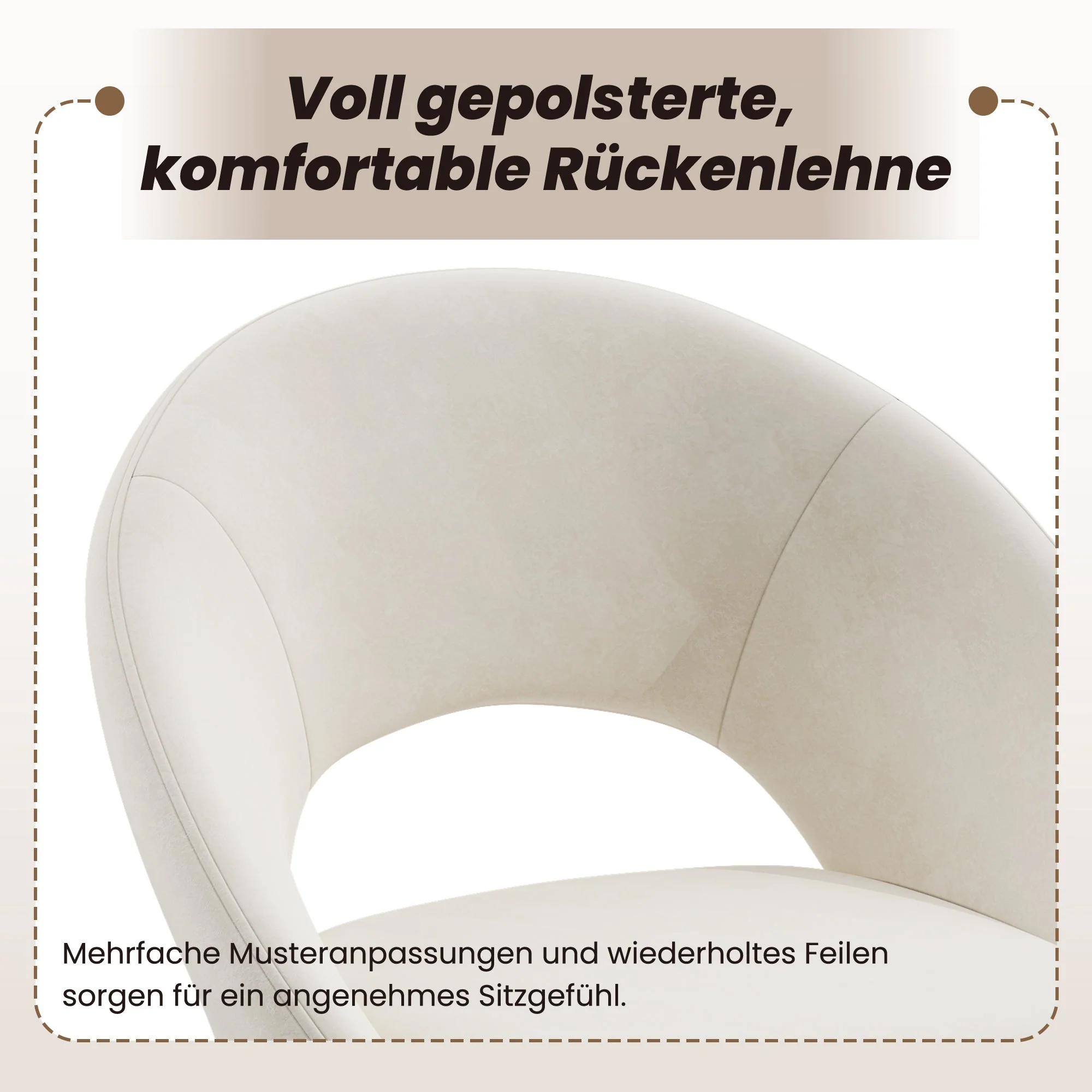 4 Dining Chairs with Comfortable and Breathable Seats, Beige Velvet Fabric - Image 7