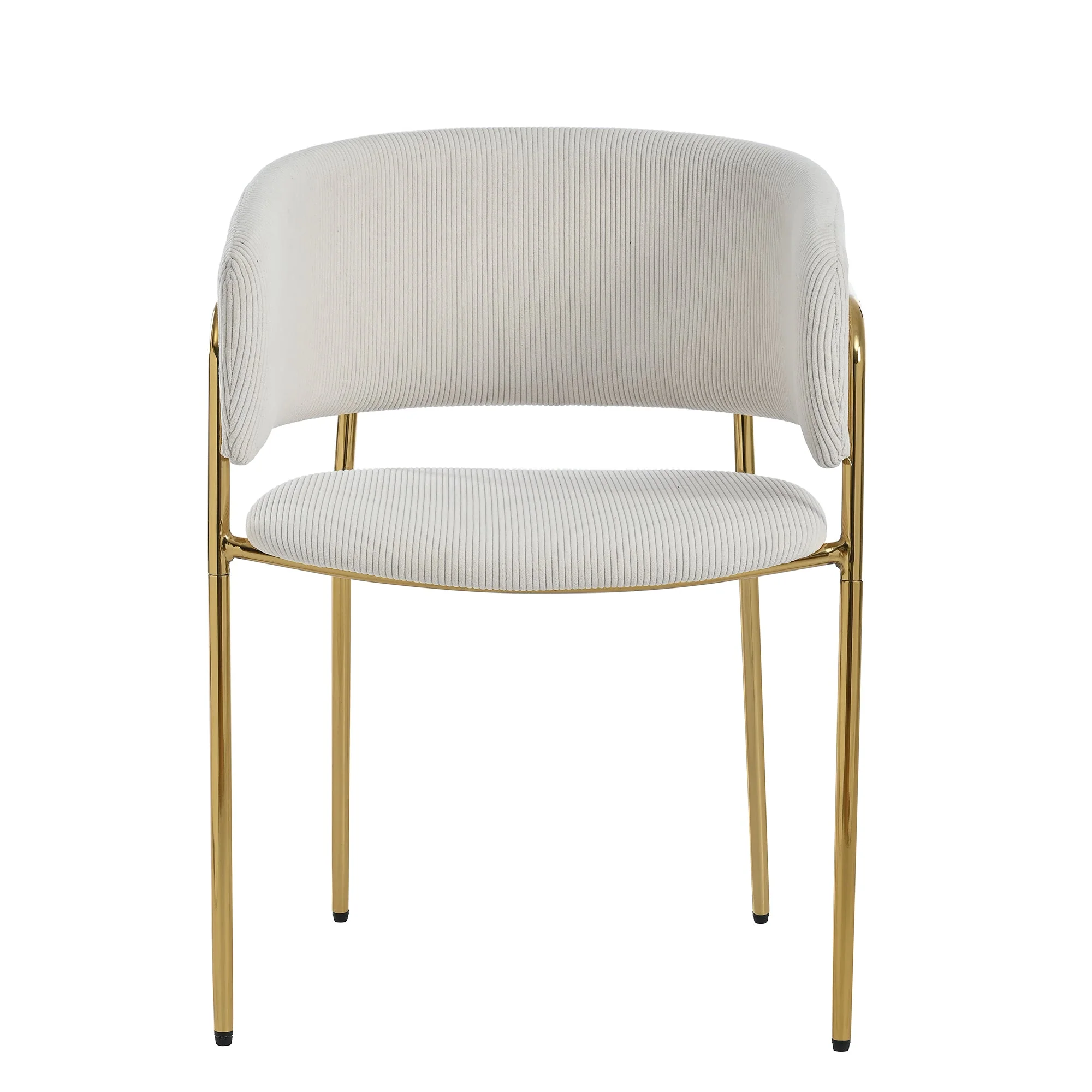 4 Modern Chairs Angled Legs, Adjustable Feet Corduroy Fabric (Beige) - Image 7