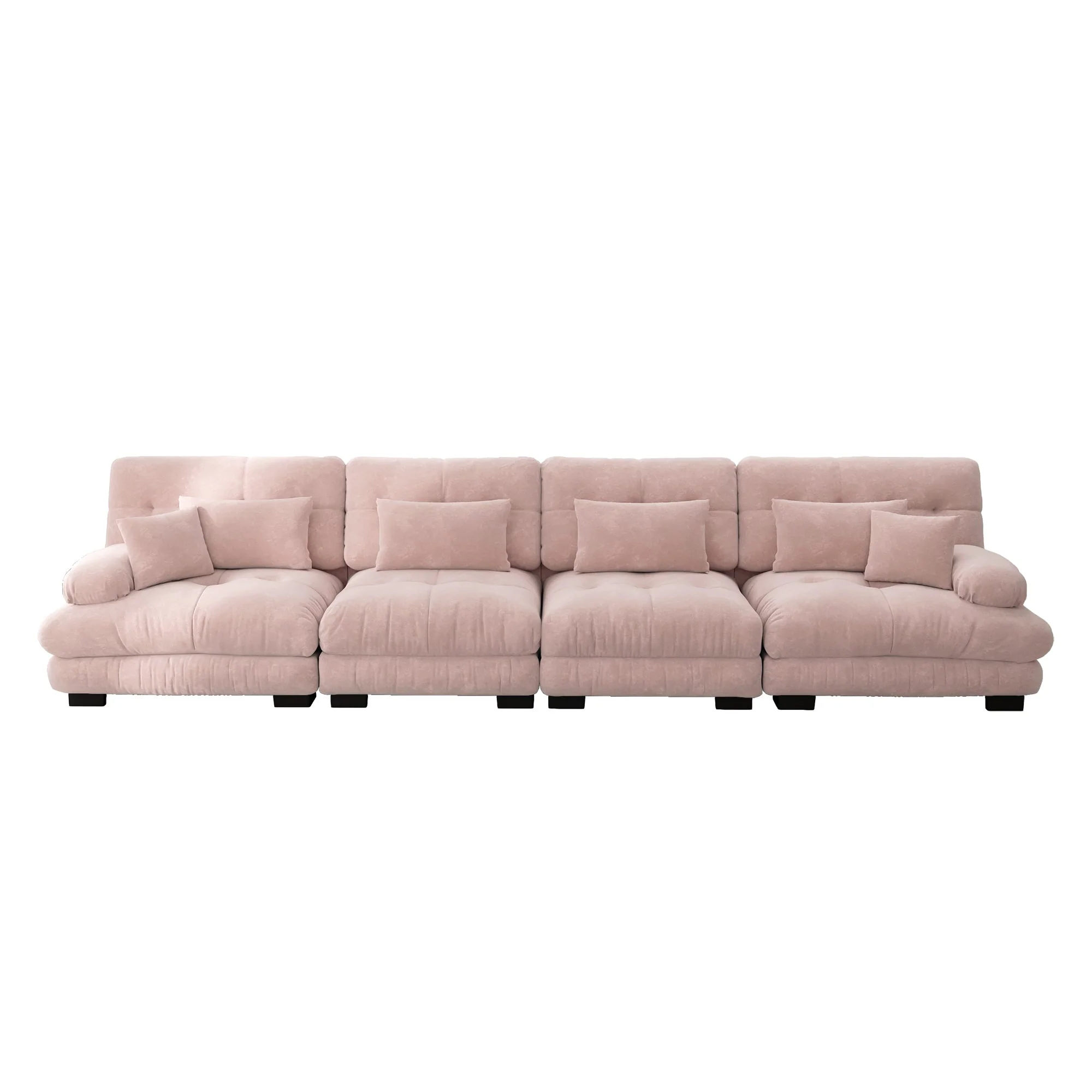 4-Seater Modular Corner Sofa, Deep Seat Sofa Bed, Chenille Pink - Image 4