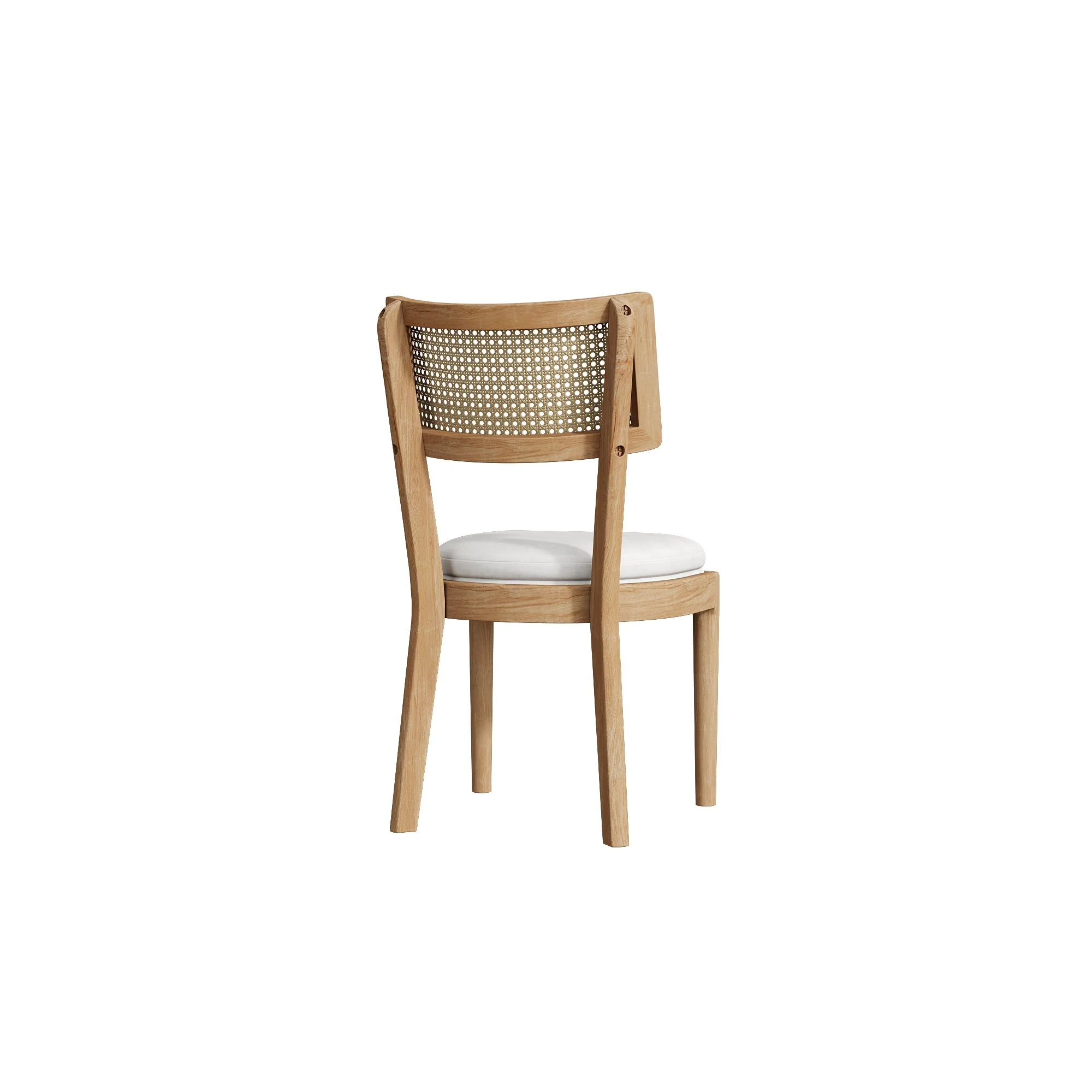 4 Solid Wood Dining Chairs, Rattan Backrests, Modern Style, Linen/Wood Color - Image 9