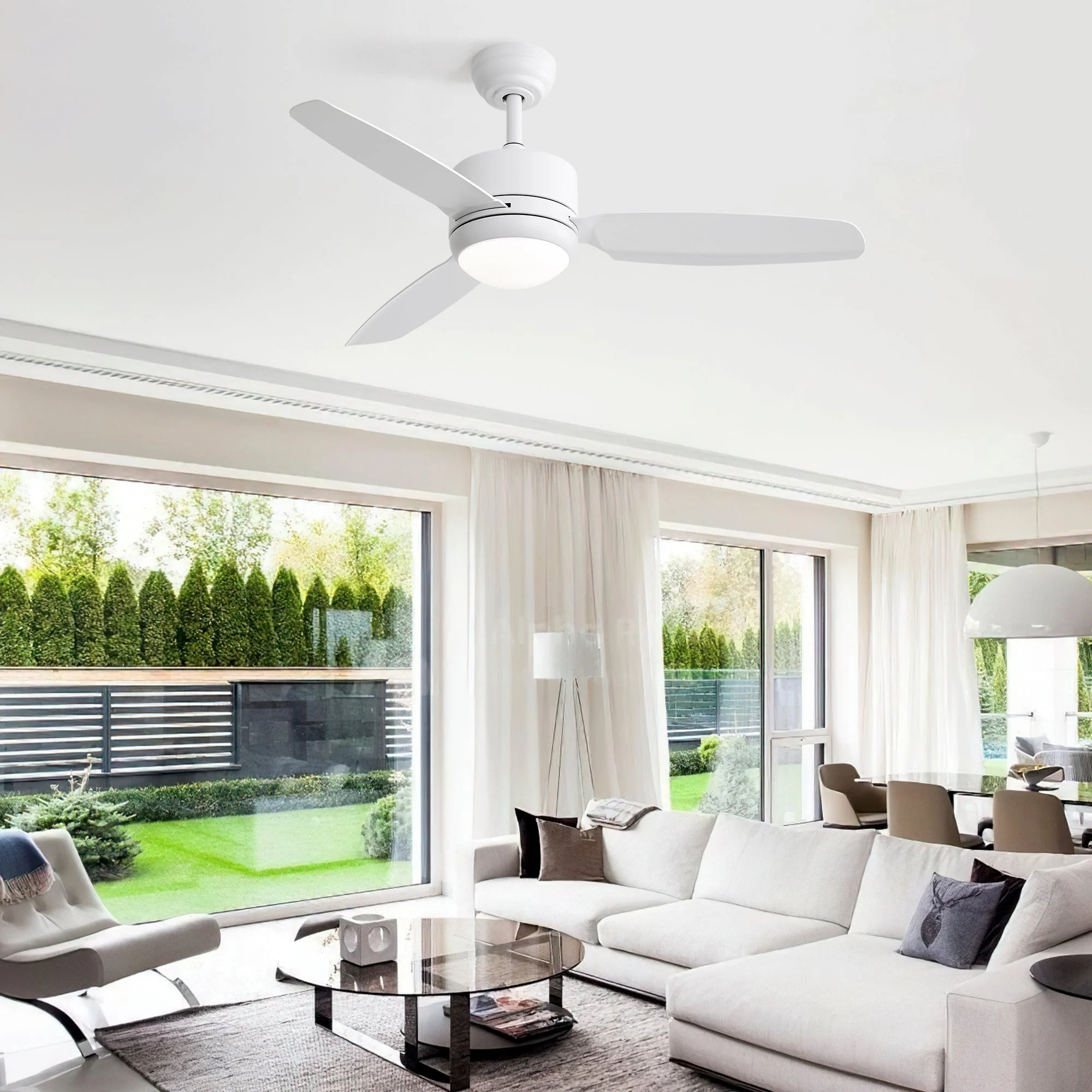 46-inch LED Ceiling Fan, 6 Speeds, DC Motor, ABS Blades, White - Image 5
