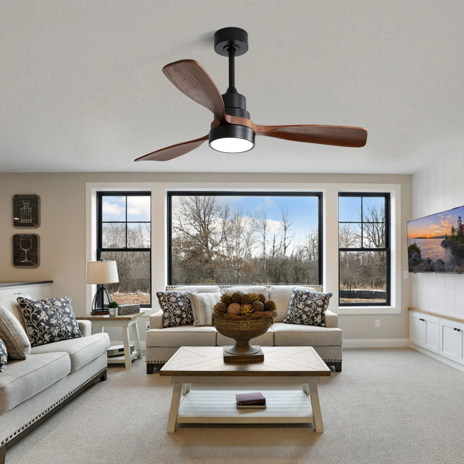48-inch Ceiling Fan, 3 Blades, Remote Control, Reversible DC Motor, Solid Wood - Image 4