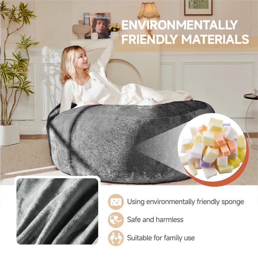 4FT Bean Bag Chair, Soft Comfortable Reading Sofa for Adults - Image 2