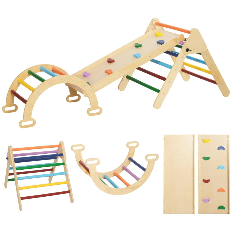 5-in-1 Children's Climbing Frame with Ramp, Bridge and Triangular Ladder, Colorful - Image 2